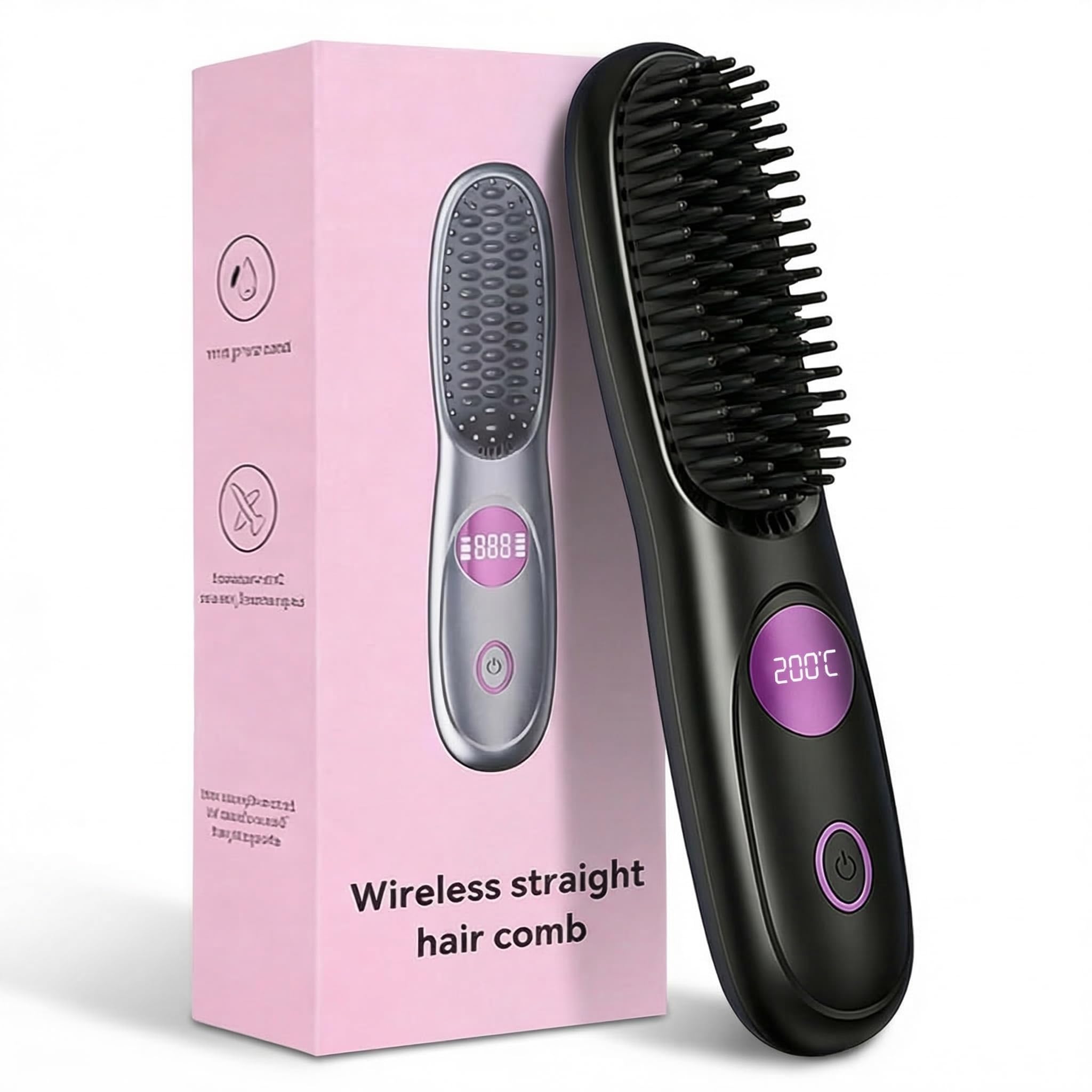 Photo 1 of **DIRTY/ UNTESTED*** Go Brush Pro,2026 New Cordless Straight Hair Brush, Portable Scald-Proof mini Straight Hair Comb with Three Temperature Settings and LED Display Screen, Quickly Heating Travel Hair Brush (Dark Black)