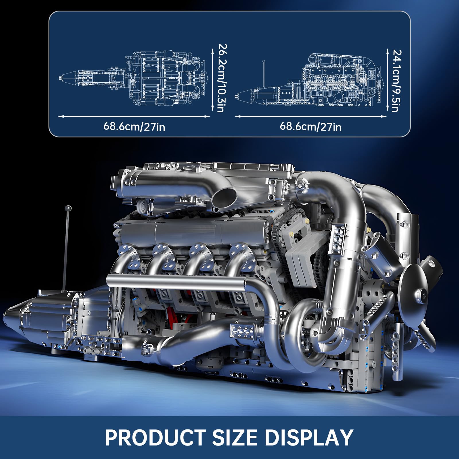 Mould King 10168 Motor V8 Twin Turbo para Construcción, Kit de Motor V8 con App, Maqueta Técnica con Caja de Baterías, Modelo Coleccionable para Adultos y Aficionados a la Mecánica, 2899 Piezas Mould King 10168 Motor V8 Twin Turbo para Construcción, Kit de Motor V8 con App, Maqueta Técnica con Caja de Baterías, Modelo Coleccionable para Adultos y Aficionados a la Mecánica, 2899 Piezas