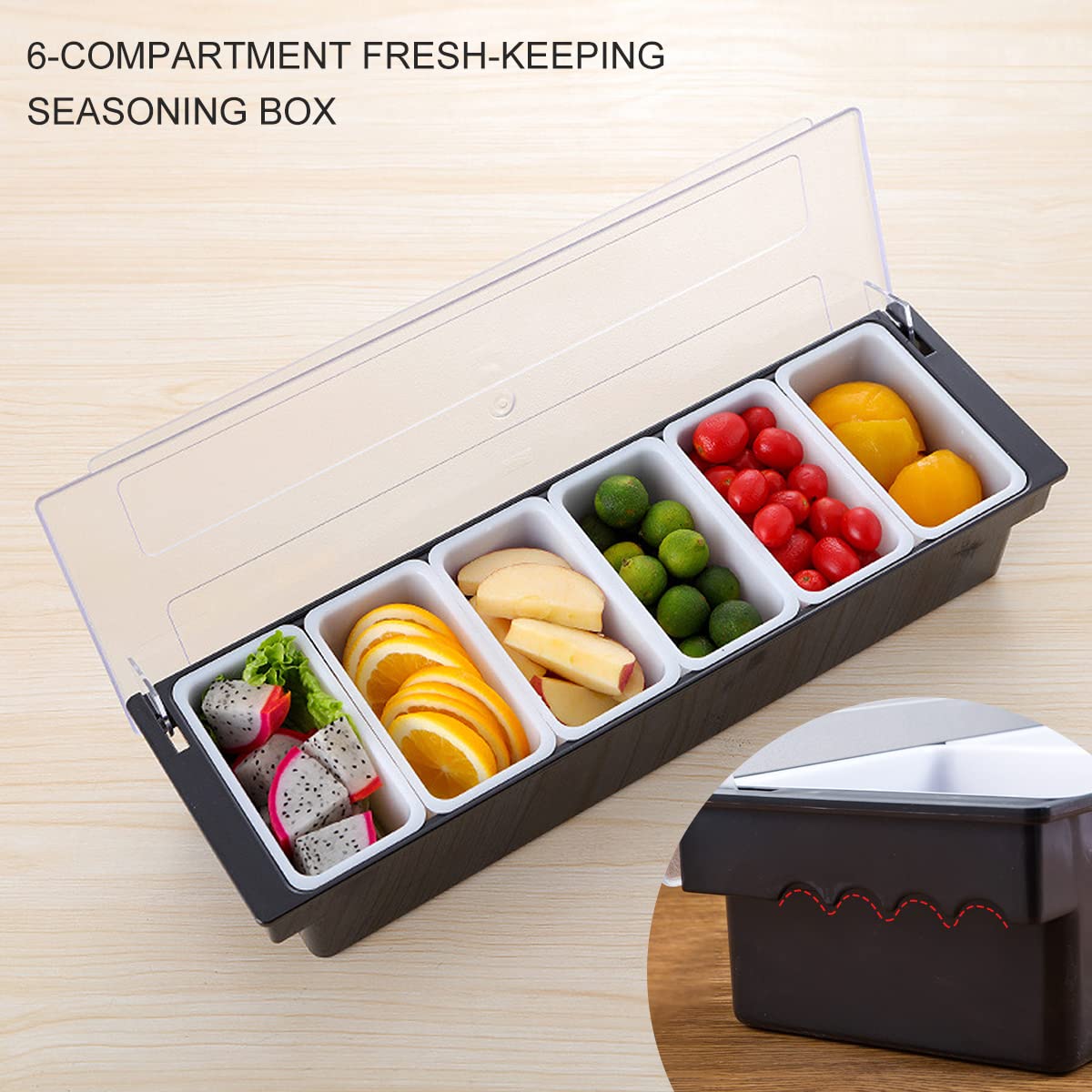Yililay Porte-Condiments 6 Compartiments Détachables - Distributeur Organisé Pour Cuisine Et Restaurant