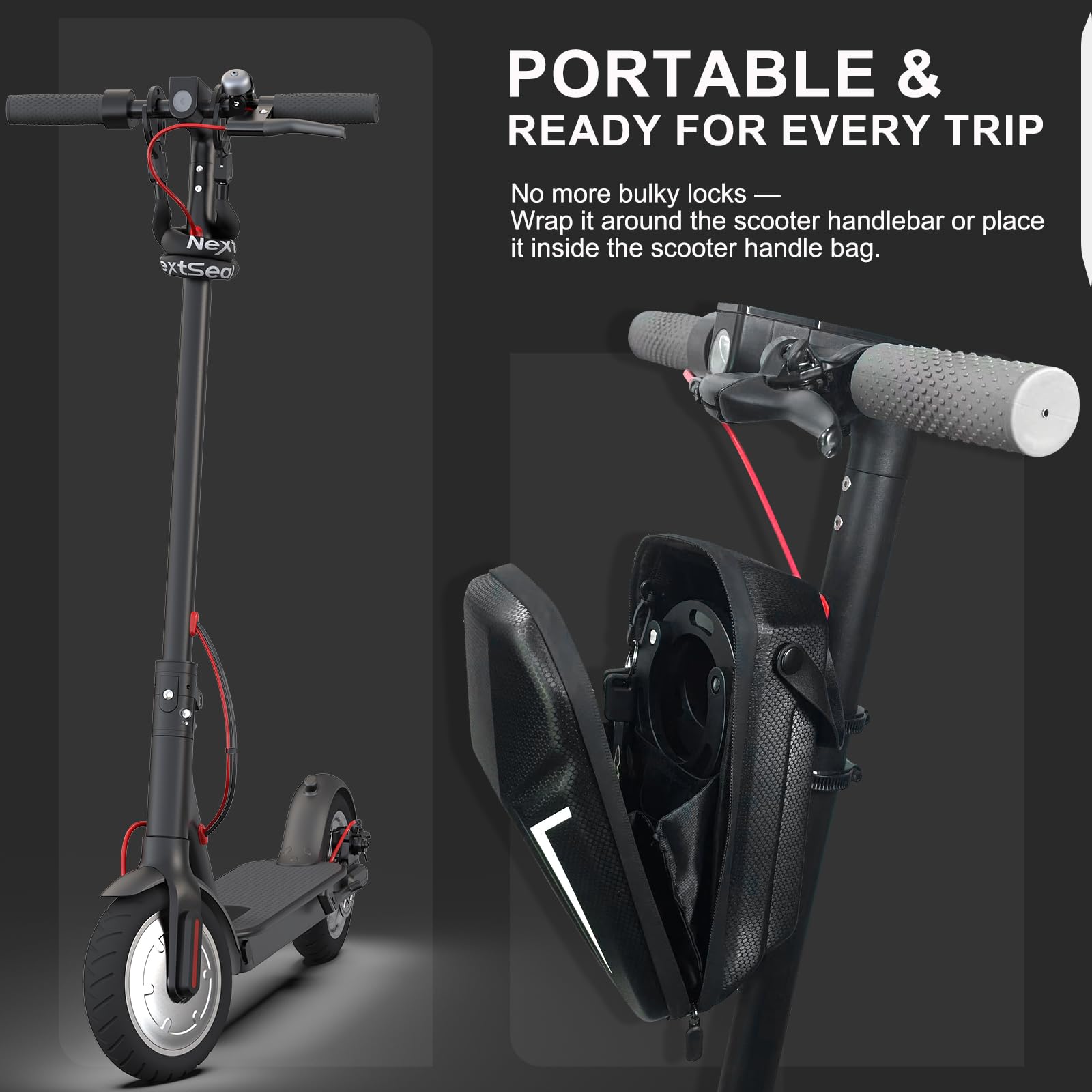 Antivol Velo, Antivol Trotinette Electrique, Portabilité Cadenas de Bicyclette avec Clé avec Sac de Rangement, 6mm Antivol Chaîne de Sécurité pour Trotinette Electrique, Vélo