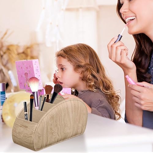 Miniatura 5 de SITHON - Soporte para control remoto con 5 compartimentos organizador de escritorio de cuero sintético para guardar controles de TV, DVD, Blu-Ray,