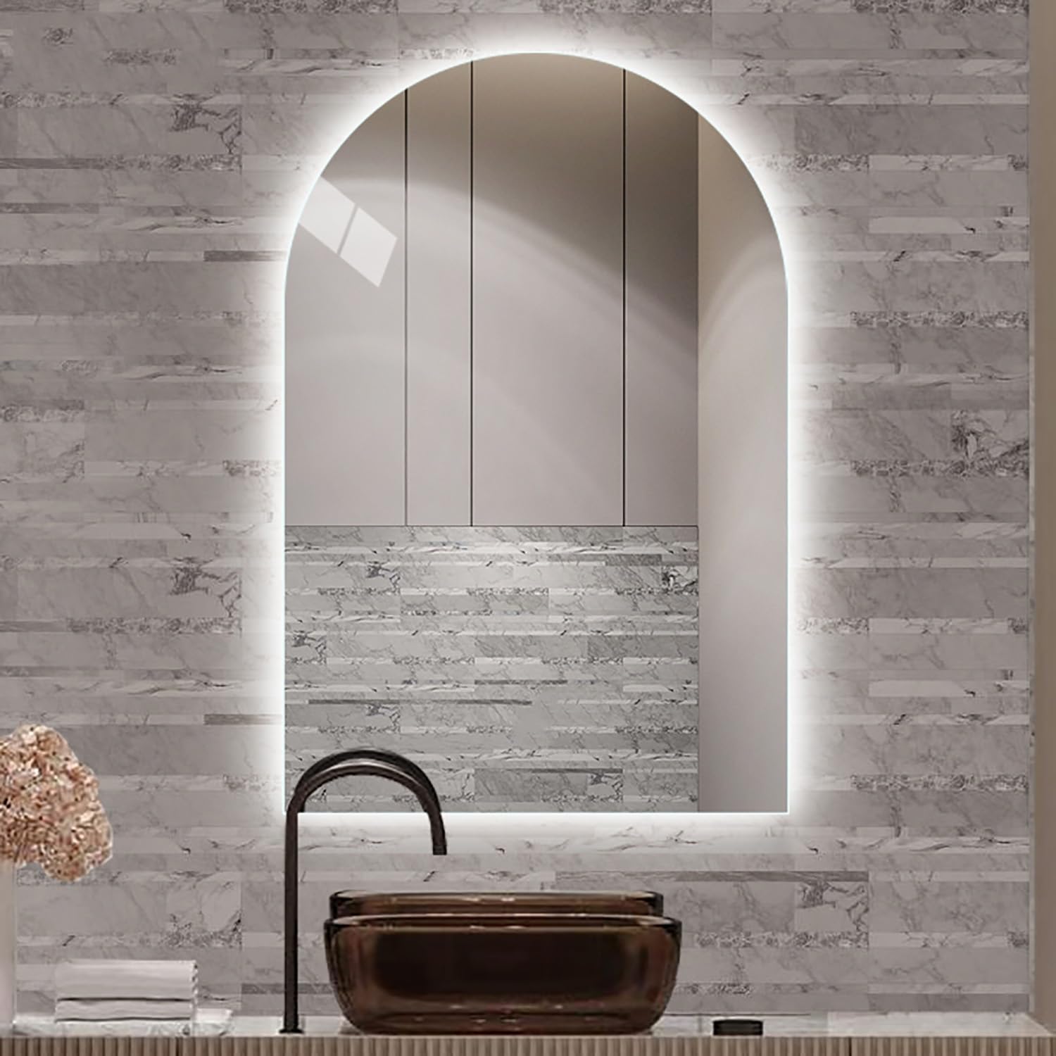 WJFTODAY Dimmable Large ed LED Makeup Mirror - Anti-Fog Wall Mirror for Bathroom with Touch Switch - Perfect for Grooming & Skincare