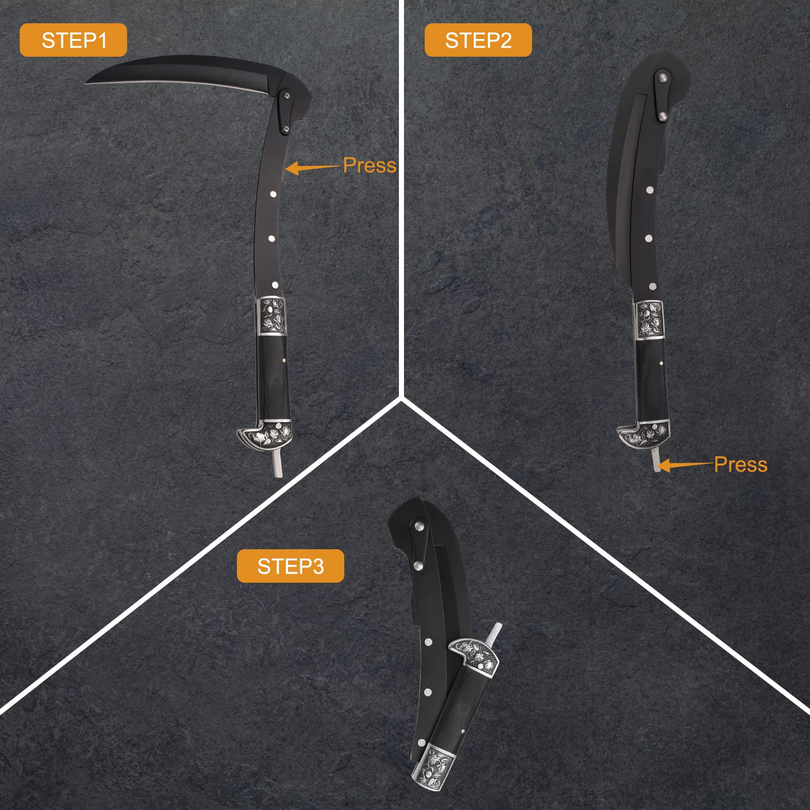 GVDV Faucille de Jardin Pliant, Facile à Transporter, Lame 190 mm, pour Homme