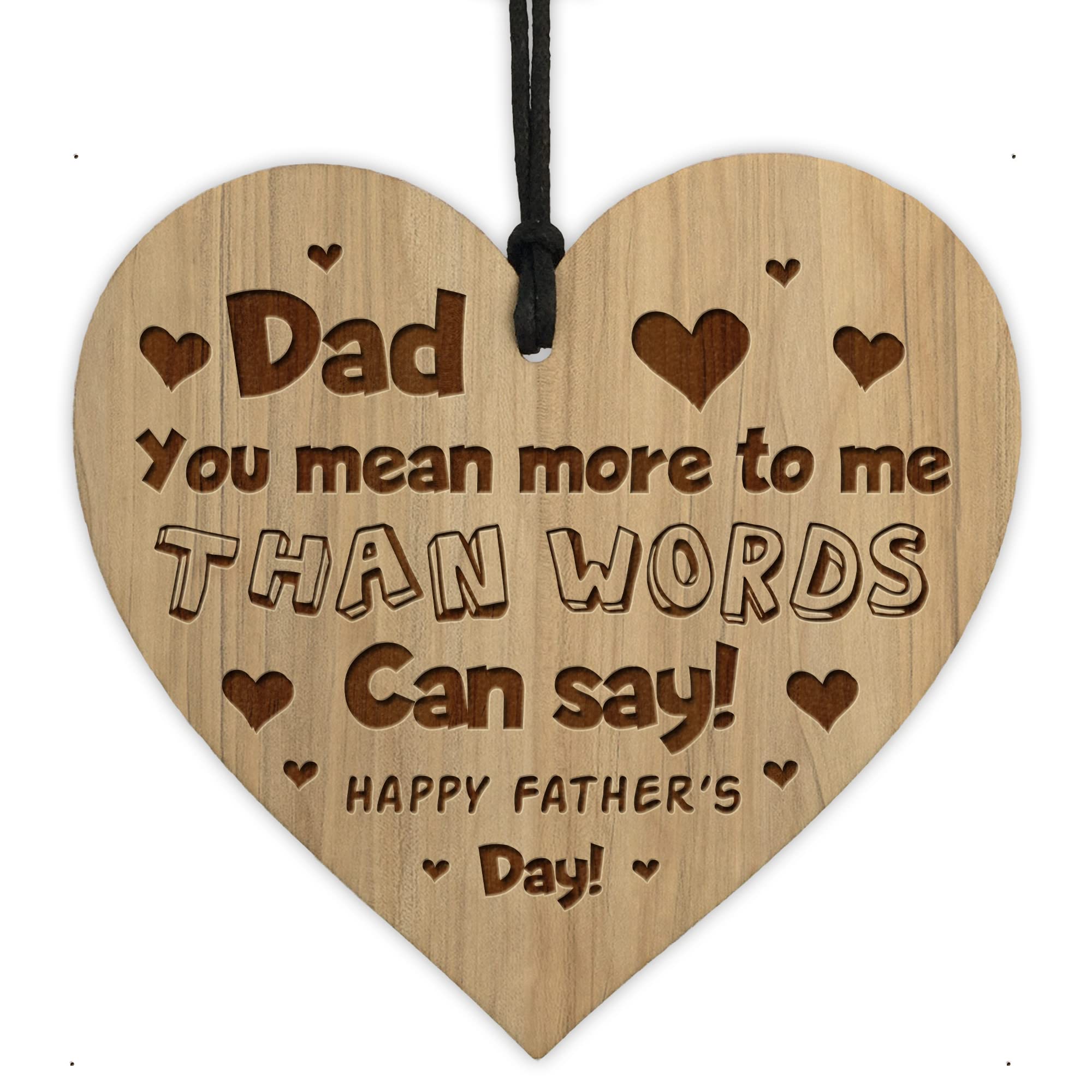 Red Ocean Happy Fathers Day Gift For Dad Daddy Heart Engraved Hanging Sign Gift From Daughter Son