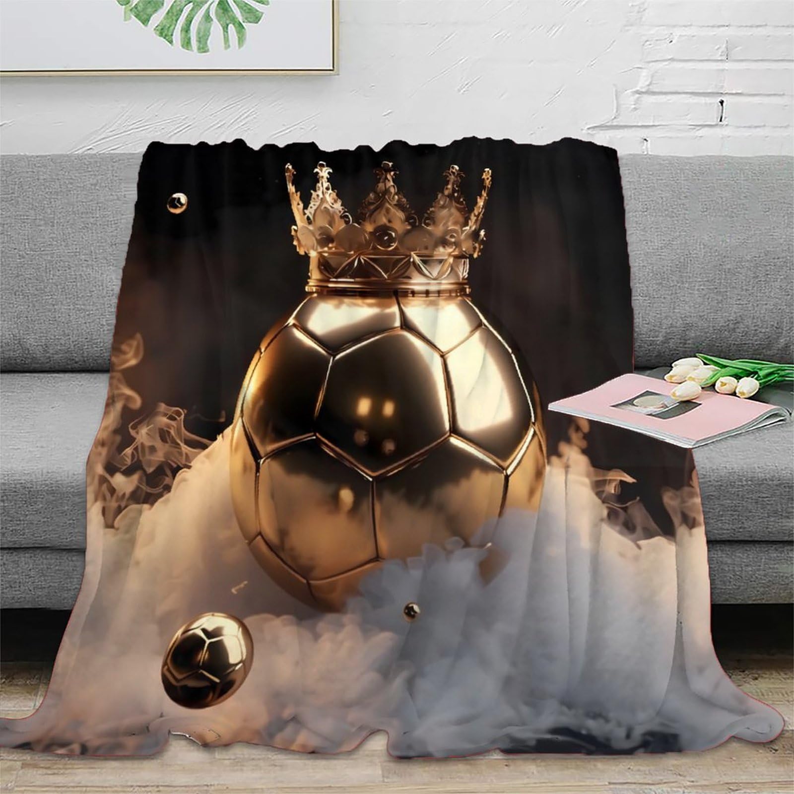 Couverture polaire trophée doré 3D microfibre de lit 150x200