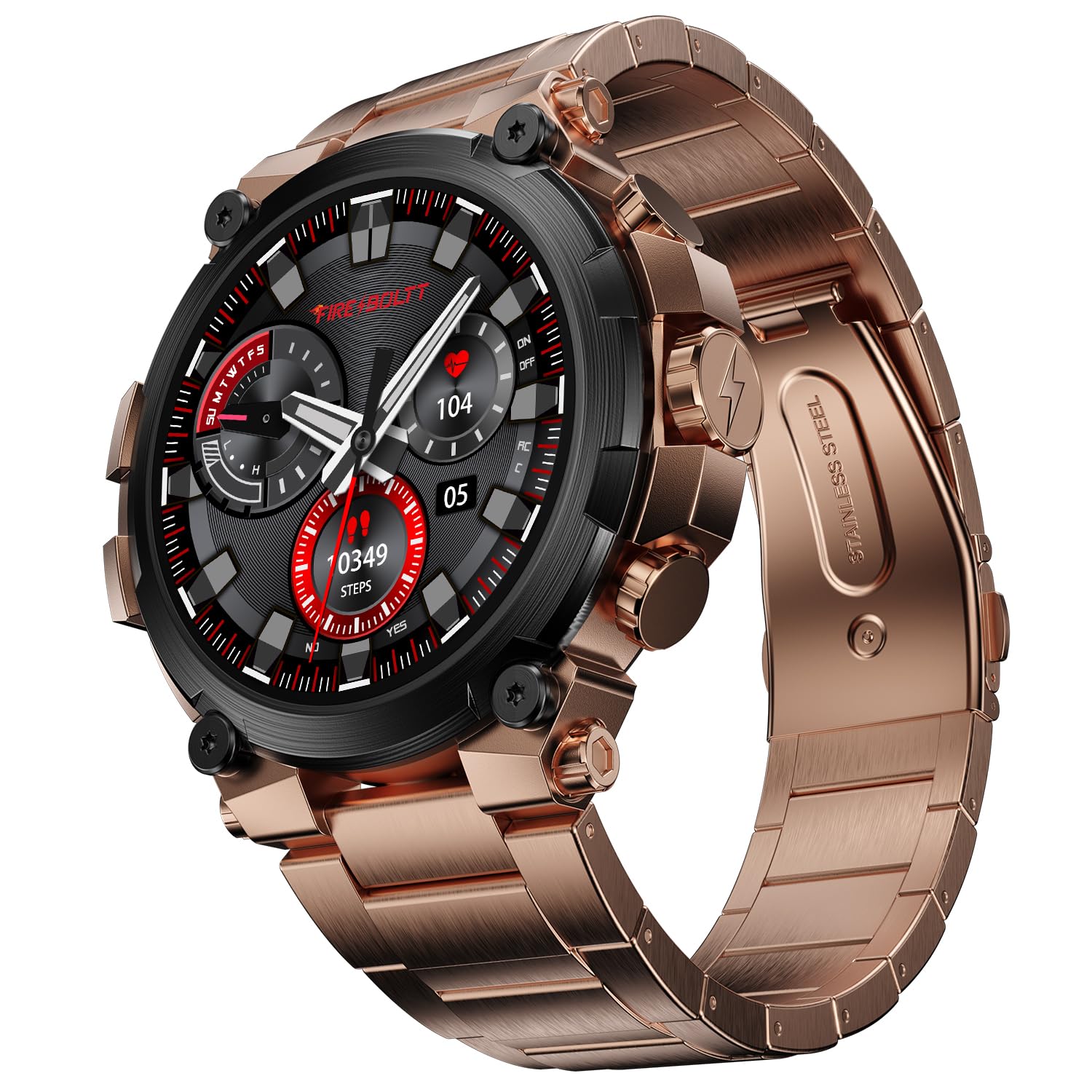 Fire-Boltt Dominian 36.3mm (1.43 inch) AMOLED Display, Stainless Steel Design, 466 * 466 px Resolution, Bluetooth Calling, Multiple Sports Modes, Health Mode, IP67, Weather Updates (Twilight Copper) Fire-Boltt Dominian 36.3mm (1.43 inch) AMOLED Display, Stainless Steel Design, 466 * 466 px Resolution, Bluetooth Calling, Multiple Sports Modes, Health Mode, IP67, Weather Updates (Twilight Copper)