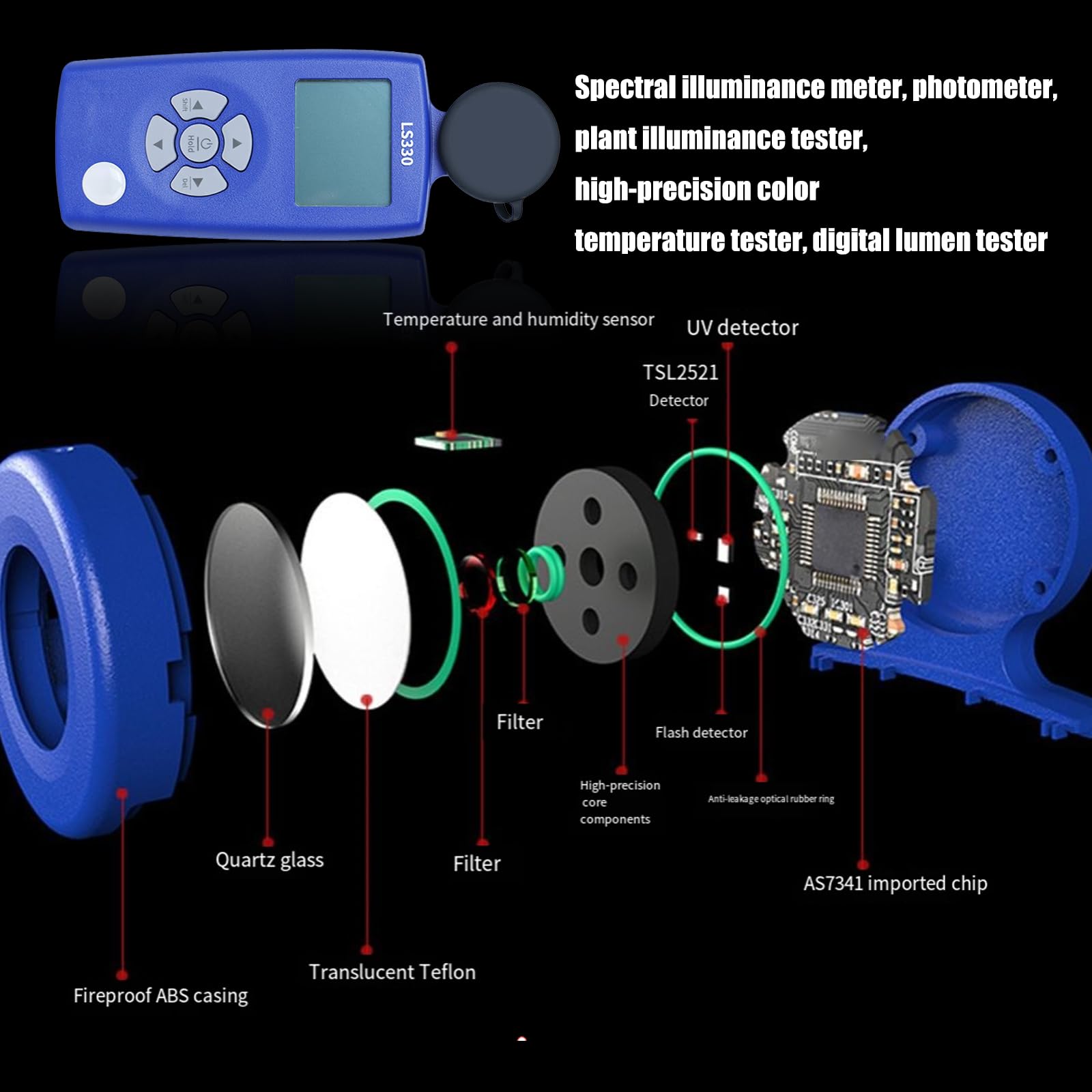 Herramienta con Análisis de Medidor De Alta Precisión Con Tecnología De Sensores Espectrales Para La Evaluación De Iluminación Y Medidor De Iluminación De Prueba CRI