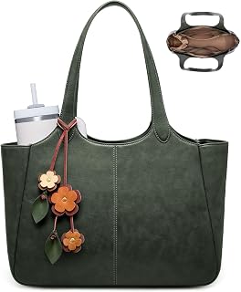 LOVEVOOK Leather Tote Bag for Women, Work Shoulder Bag with 40oz Cup Holder