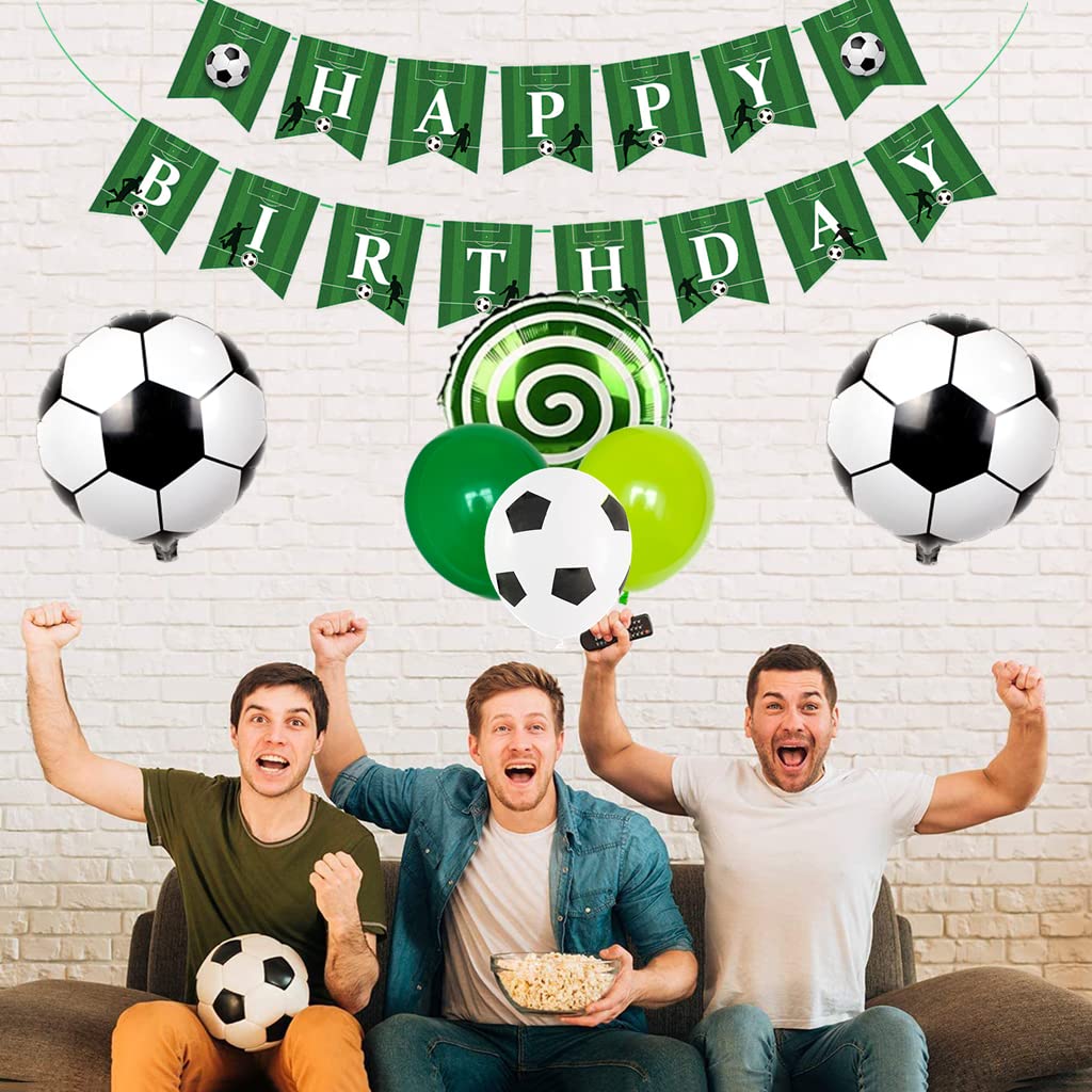 Fußball Geburtstagsdeko – Banner 185x90 Cm + 12-teilige Girlande, Aus Polyester, Für Jungen-Party