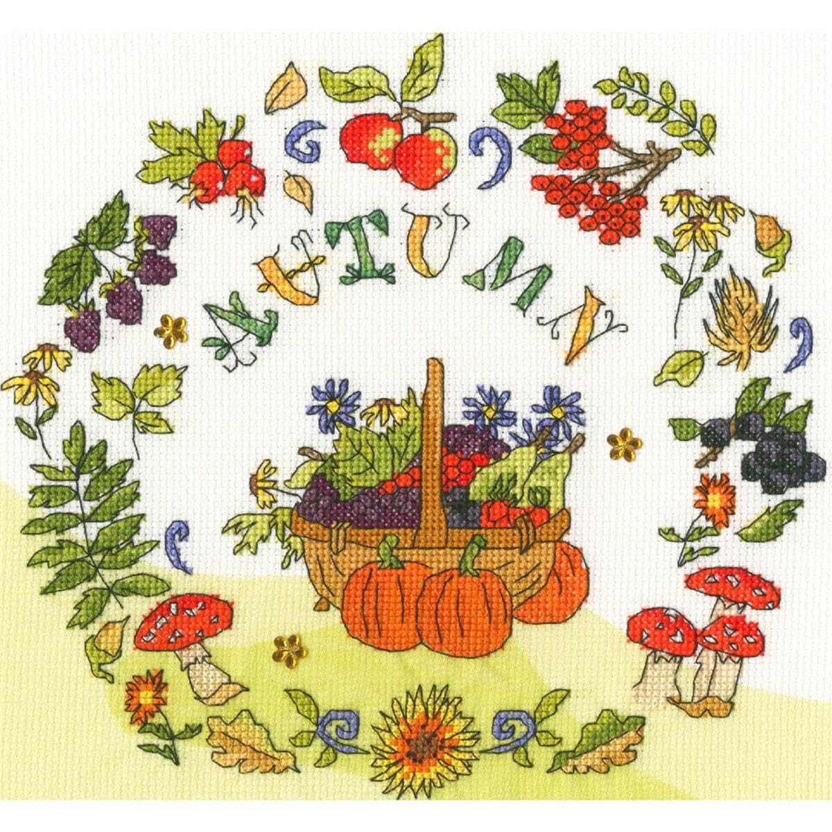 Bothy Threads counted cross stitch kit ""Autumn Time"", XAL5, 24x24cm, DIY