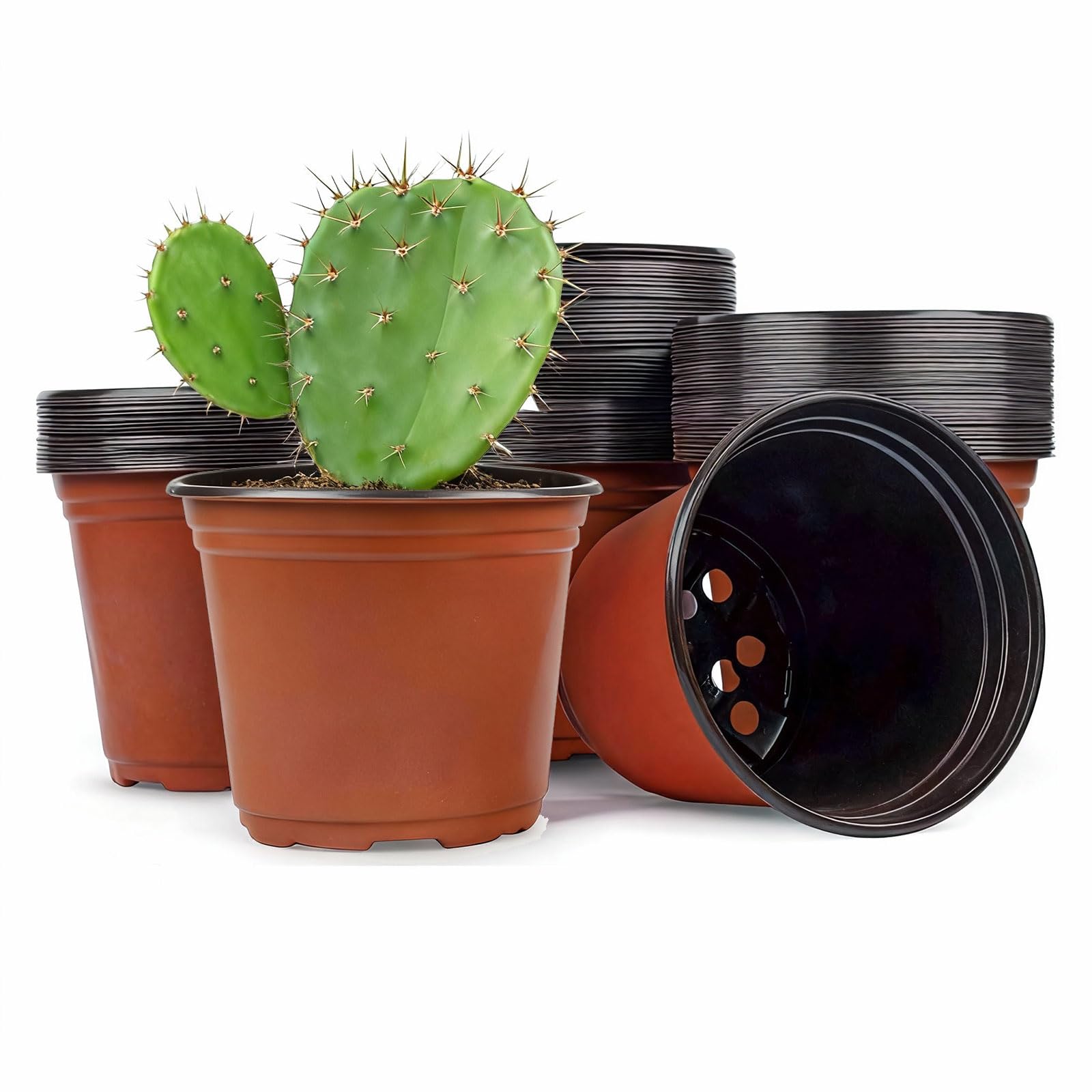Yeqqzq Brown Nursery Pots 101 Pcs 4 Inch Plant Pots, Planting Pot For Plants Indoor Outdoor, Plastic Flower Pot For For Transplanting, Succulents, Cuttings, Seedlings