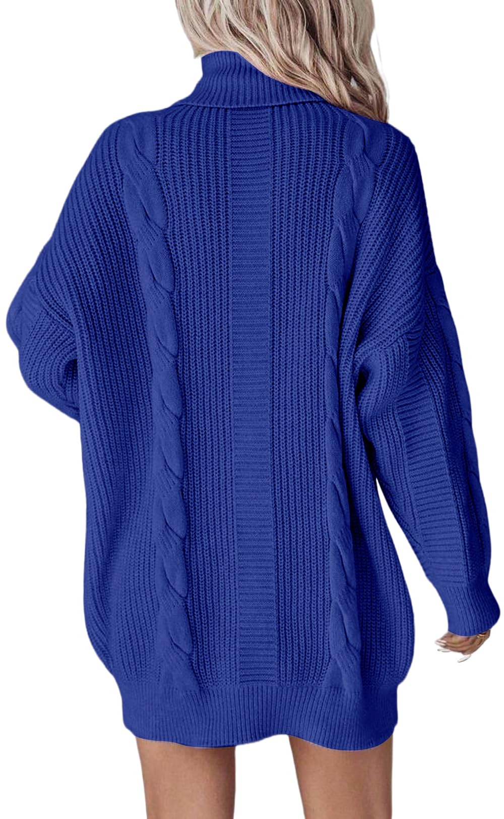 ELFIN Strickkleid Damen Oversized Rollkragen Pulloverkleid Winterkleid Langarm Strickpullover Zopfmuster Strick Langer Pullover Mini Kleider