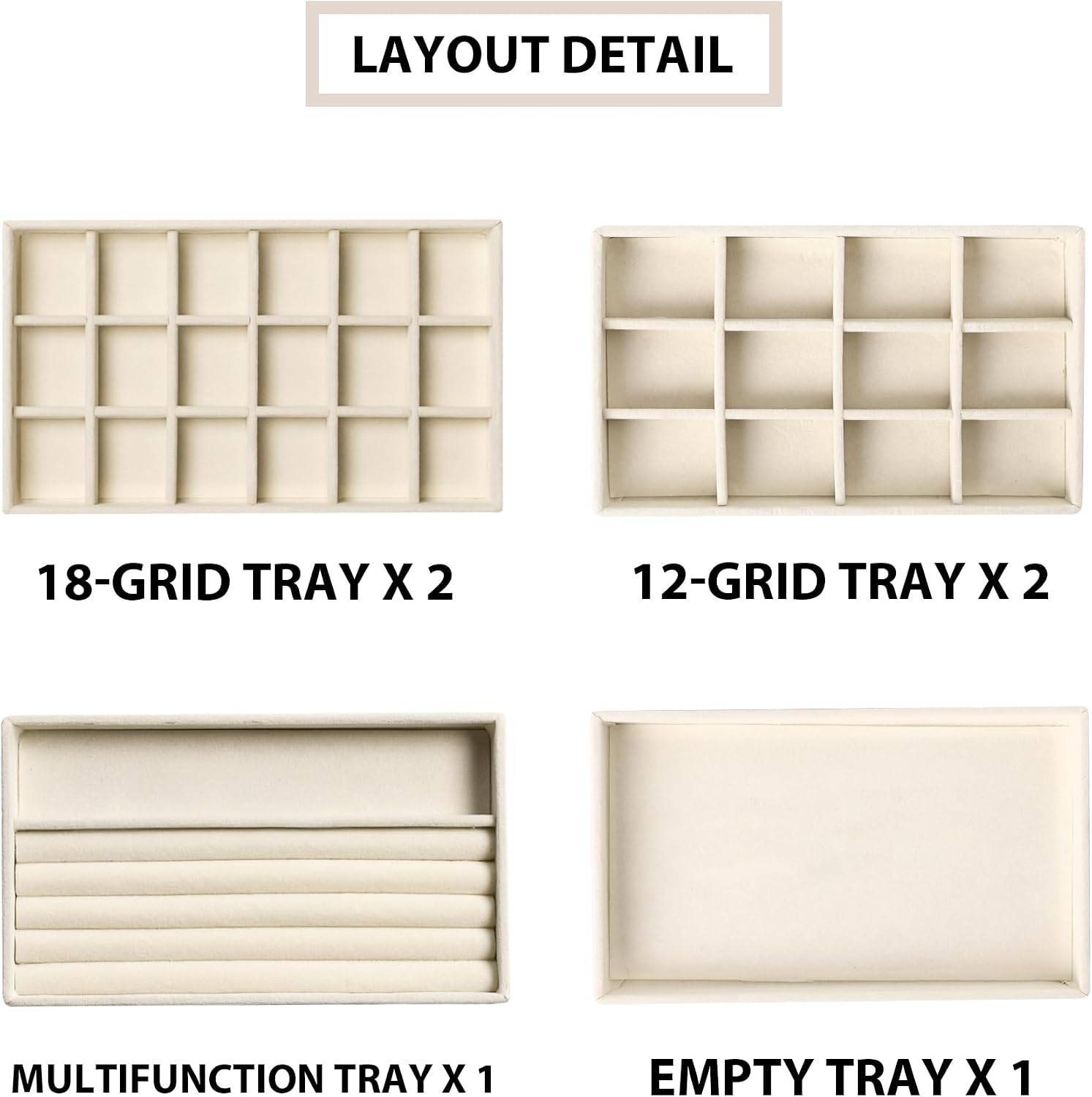 Frebeauty Jewelry Trays for Drawer,Set of 6 Jewelry Organizer and Storage image 4