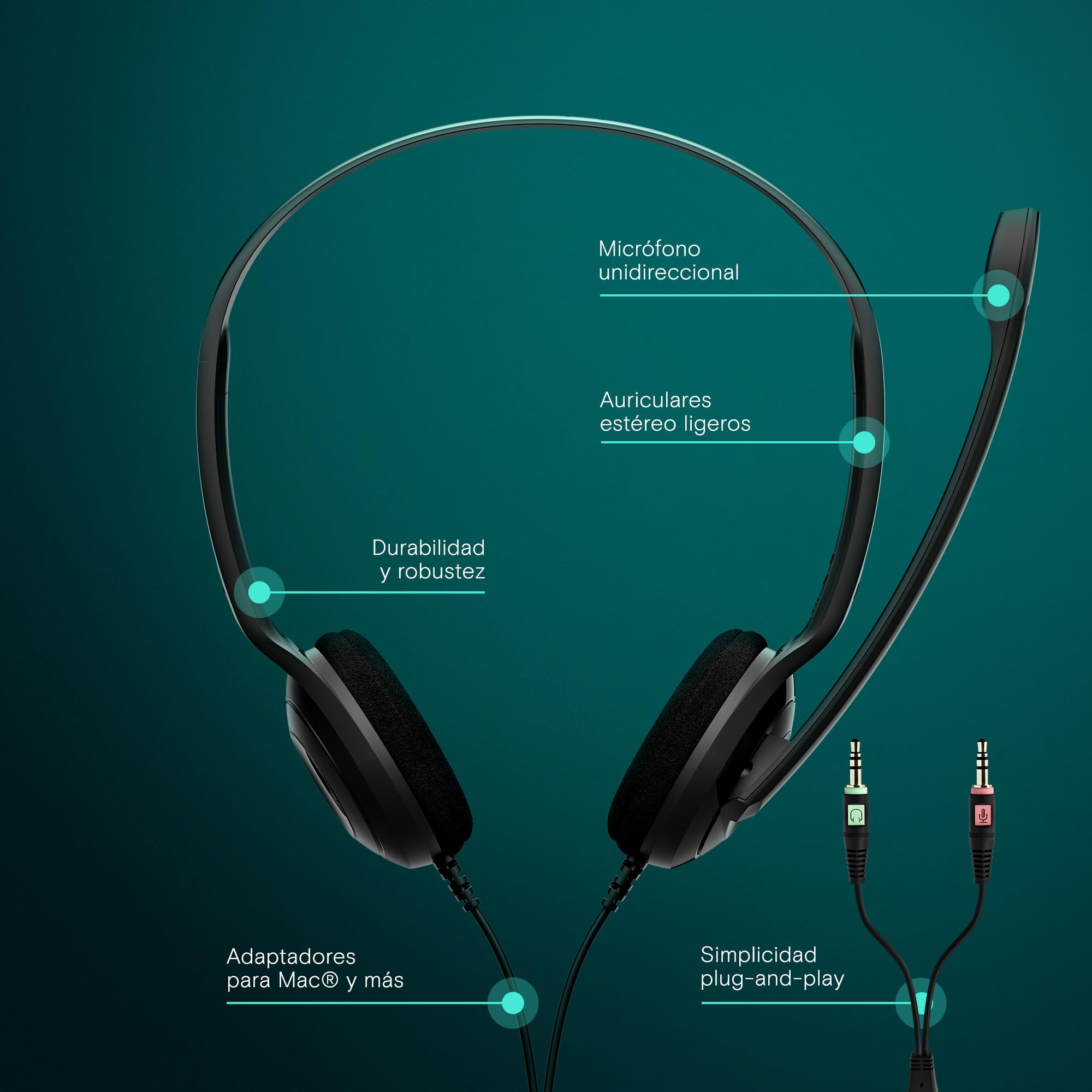 EPOS PC 3 CHAT - Auriculares para el ordenador, Dos jacks plug-and-play de 3.5 mm, color Negro