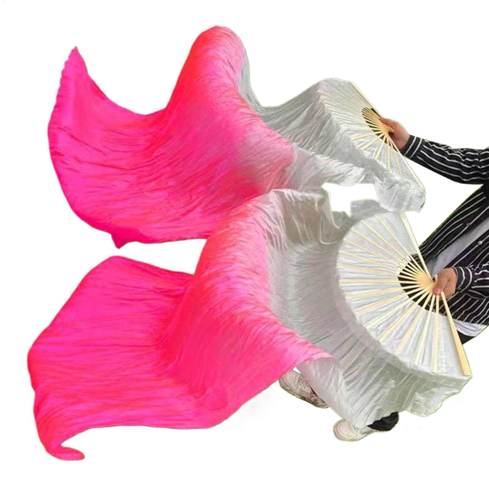 Silk Veil Fans, Chinese National Dance Fan Set, Flowing Performance Flag Fans for Dancers