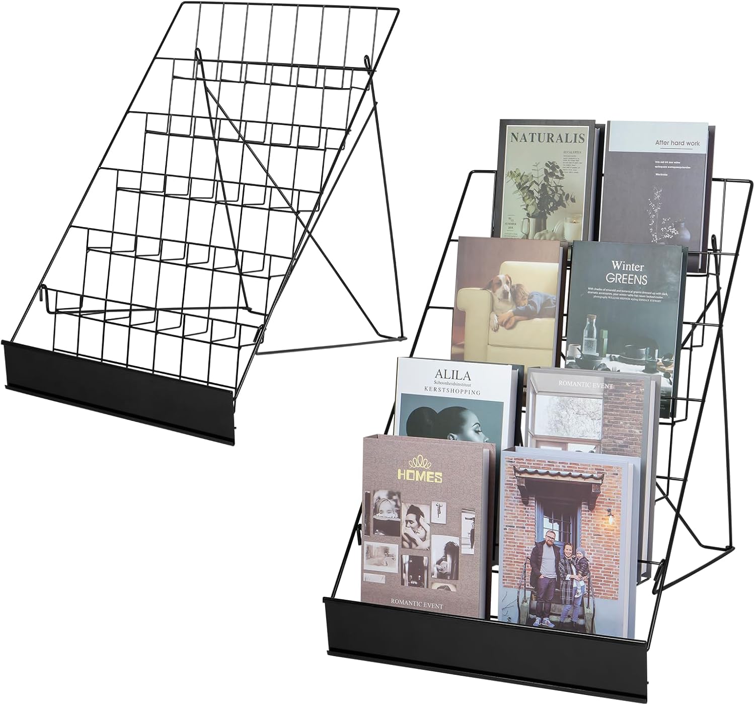 ybaymy 6Tier 18" Wide Metal Wire Magazine Rack,Table Top