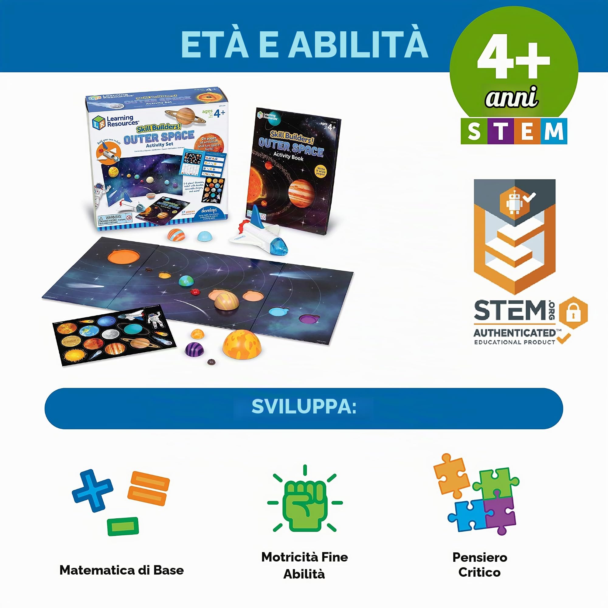 Learning Resources Set di attività nello Spazio Skill Builders, 17 Pezzi, dai 4 Anni in avanti, attività di apprendimento prescolare, Scienza prescolare, Libro di attività prescolari, Giocattoli STEM