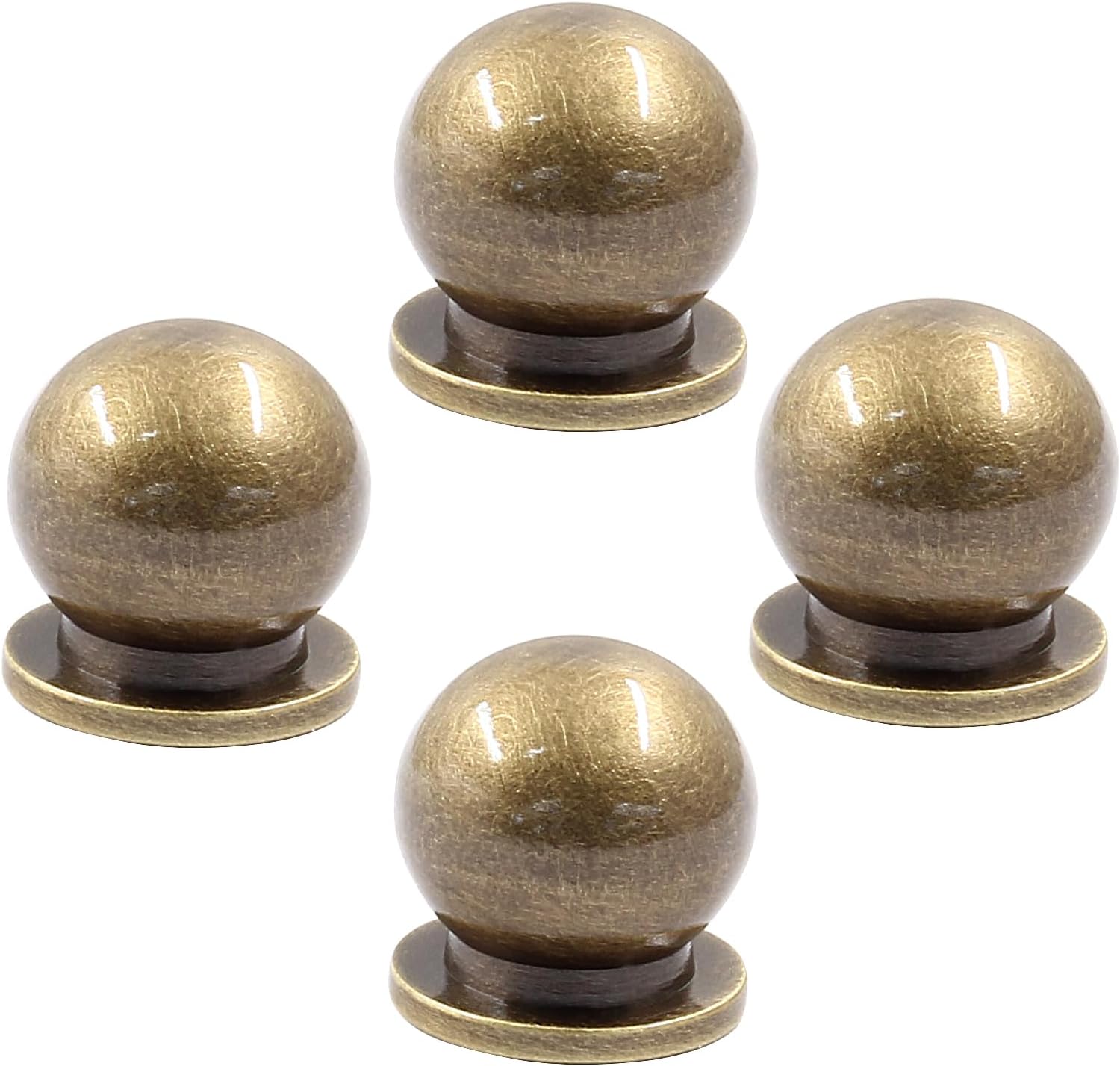 4 Packs 1/2 Inch(12mm) Diameter Mini Round Solid Brass Knobs, Brass Pulls, Gold Mini Drawer Pulls, Mini Knobs for Jewelry Box, Bronze