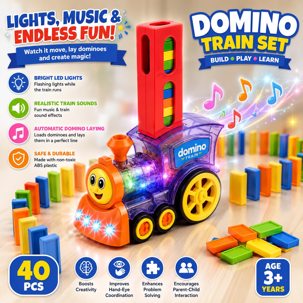 Reva Selects Domino Train Set - Kids Building Toy -2 Reva Selects Domino Train Set - Kids Building Toy -2
