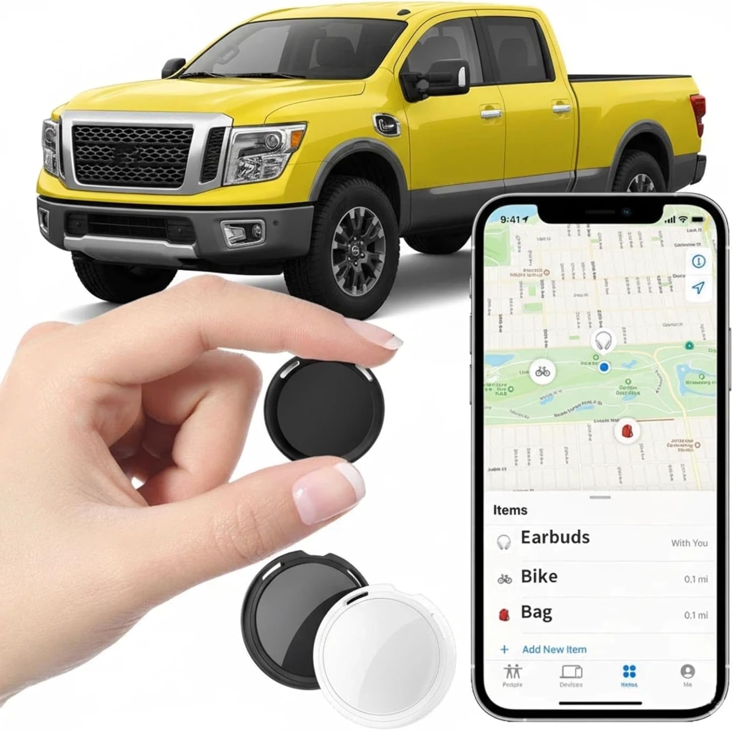 2 Pack GPS Tracker for Vehicles Work with Find My (iOS Only) Real Time Mini Car Item Finder Tag Global Coverage Hidden Car Locator Tracking Device No Monthly Fee or Subscription No SIM Card Required