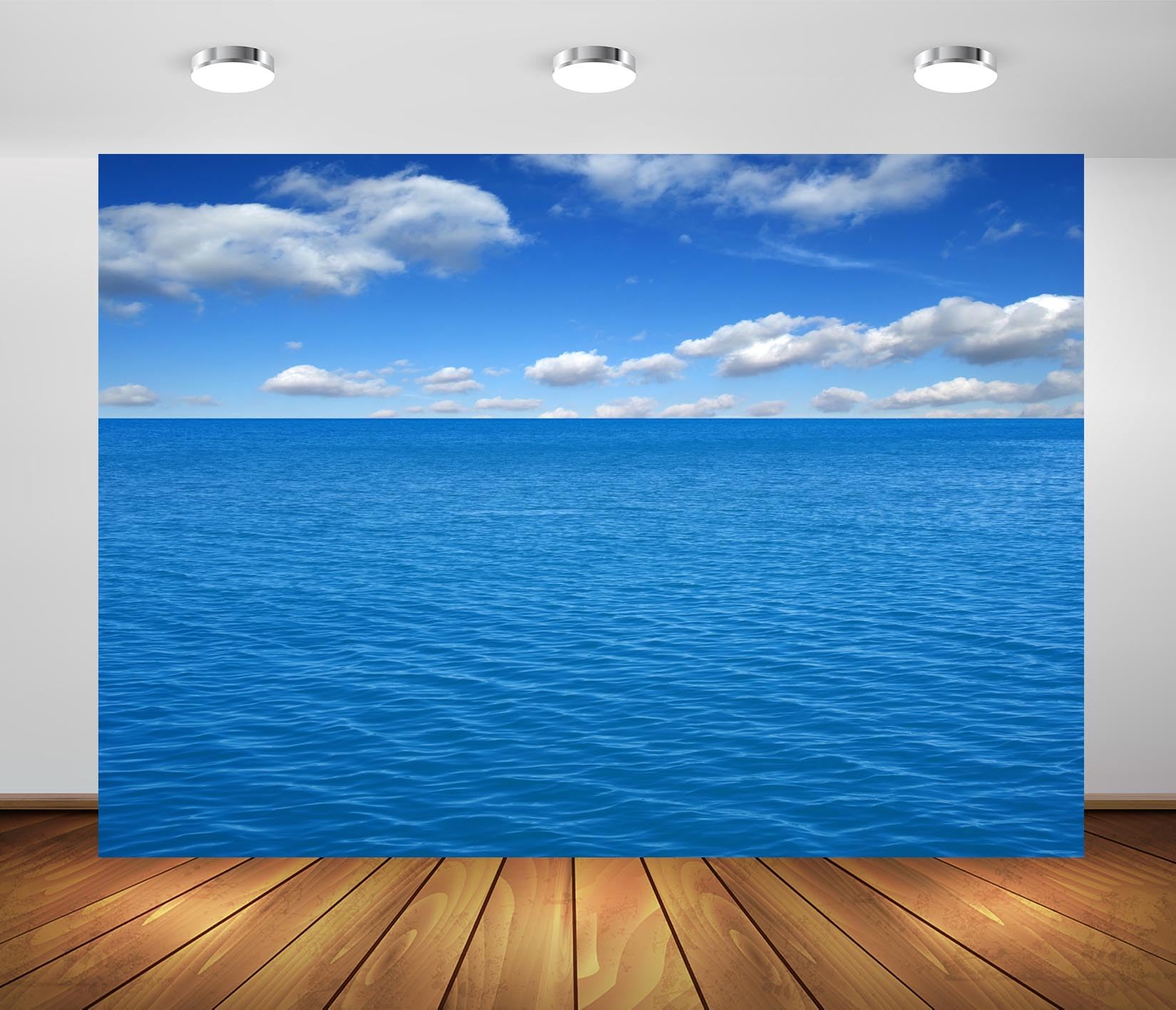 4.5x2.5m Toile de Fond de mer, Horizon Blanc, Nuage, Photographie, Fond de mer, océan, été, mer, Mariage, fête d'anniversaire, décoration d'intérieur, Accessoires de Cabine Photo