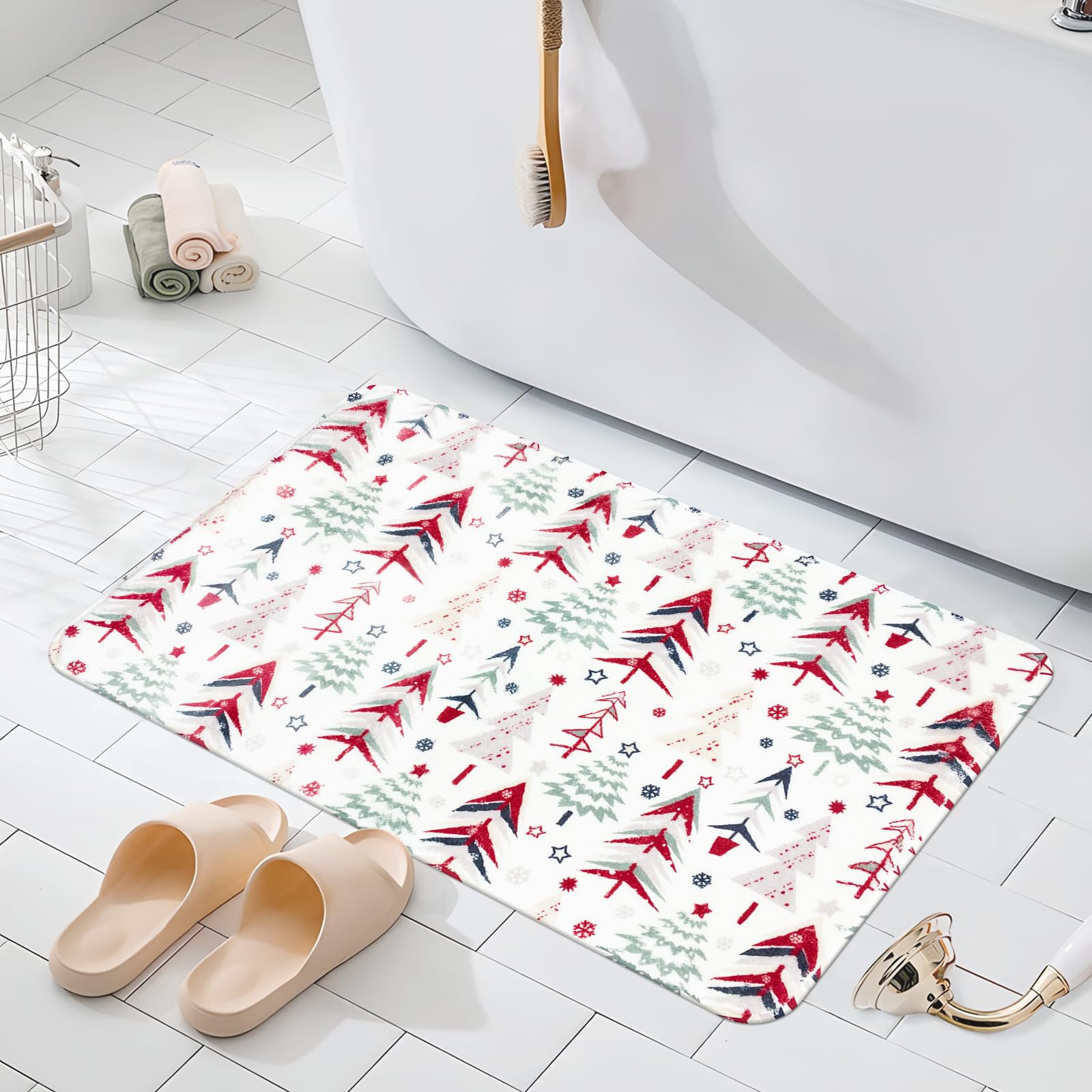 Tapis de bain extra doux MEHOFOND Merry Christmas haut de gamme 50x81