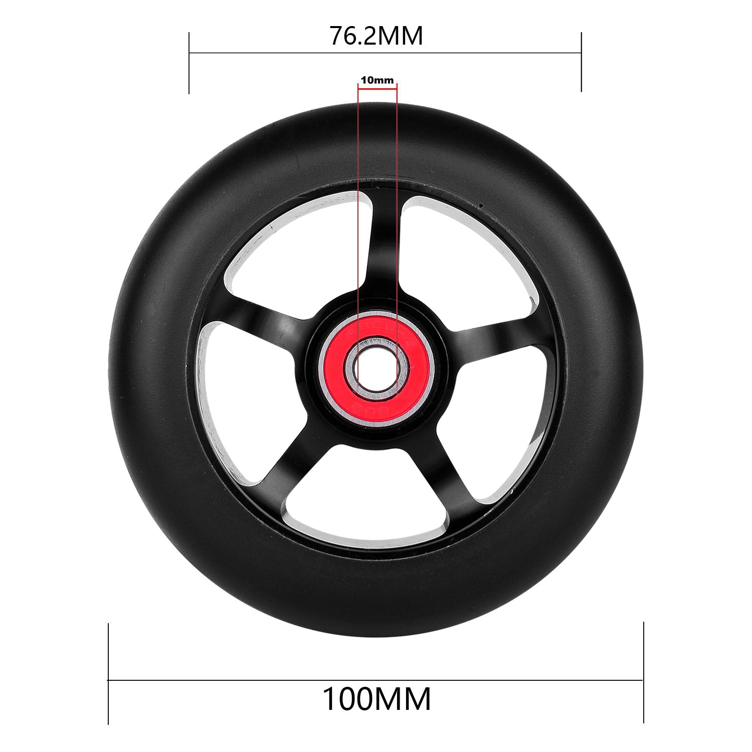 2 PièCes SéRies 100Mm Roues de Remplacement de Scooter avec Roulements