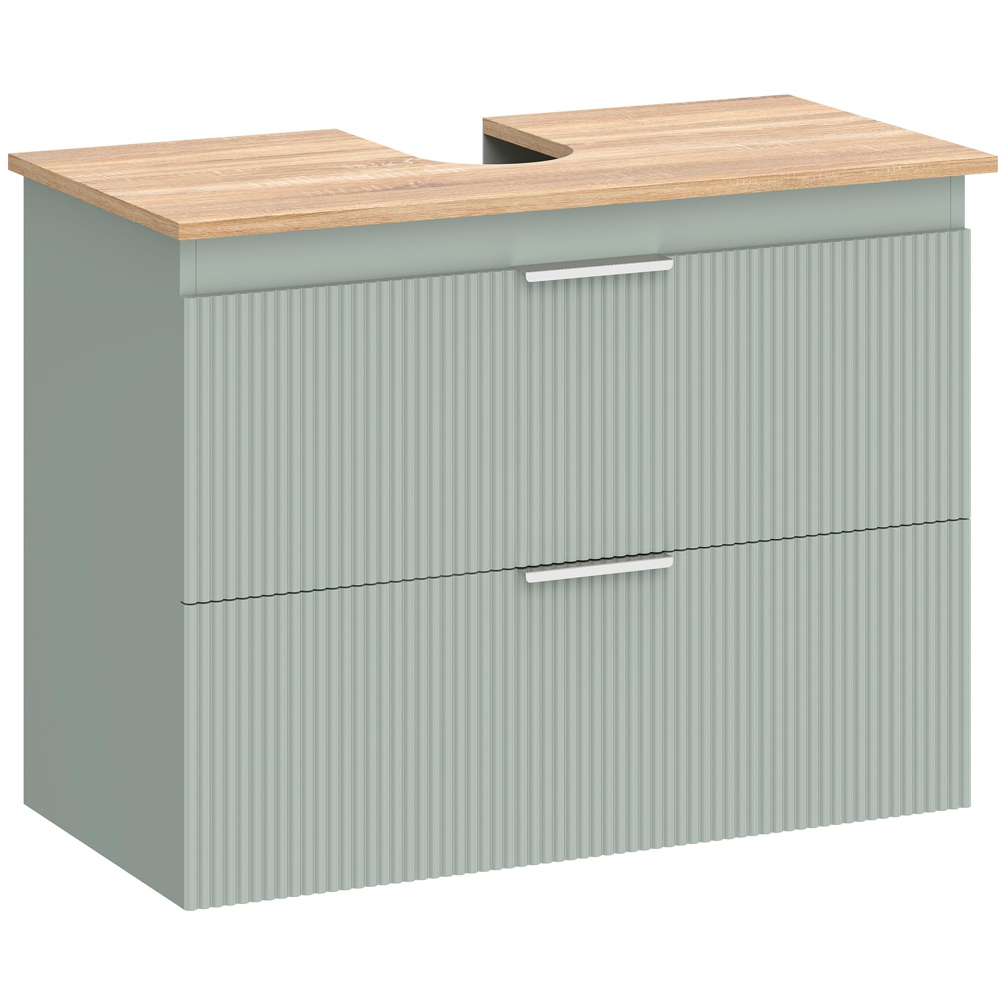 HOMCOM Meuble sous lavabo, Meuble de Salle de Bain avec 2 tiroirs, Armoire de Salle de Bains sous lavabo, Style Moderne, 80 x 40 x 60 cm, Vert et Bois Naturel