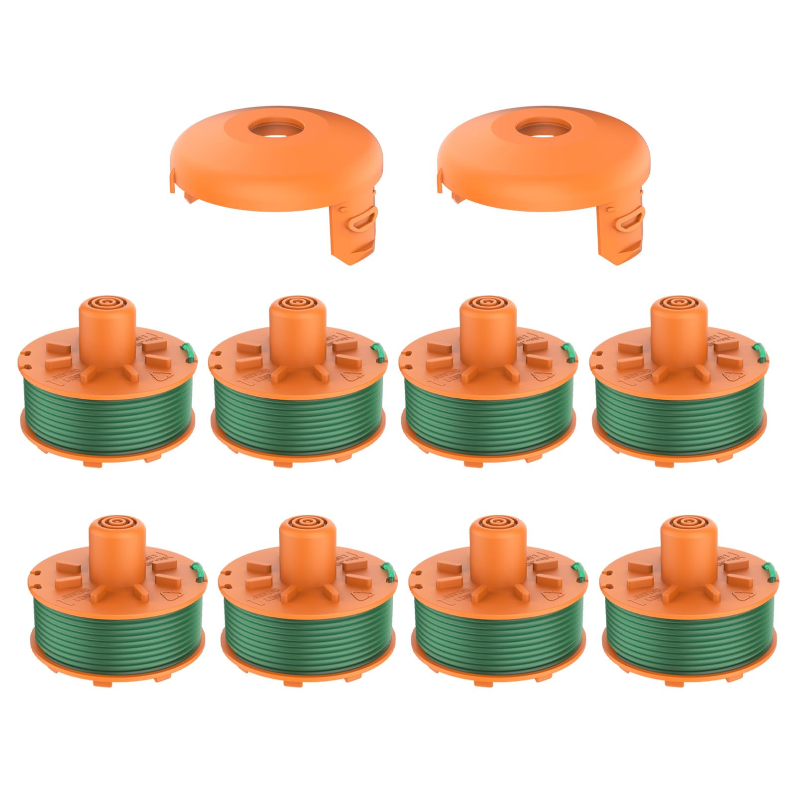 Chuancheng Confezione da 10 bobine di filo per mangiatore di erbacce, accessori per decespugliatore Gardena Turbo smallCut (articolo n. 2402 e 2404), parti di ricambio 8 bobine, 2 tappi per bobina
