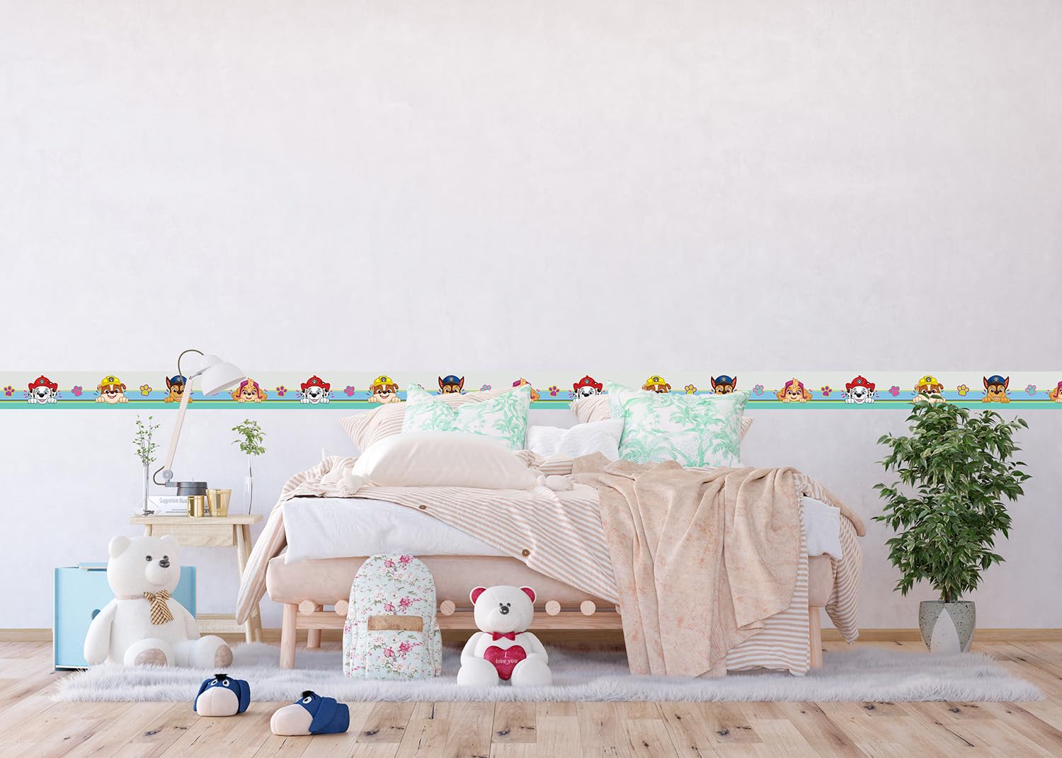 AG Design Cenefa autoadhesiva de la Patrulla Canina AWBD 8013, resistente al agua, decoración de pared para niños y niñas, multicolor, ancho 500 cm x alto 13,8 cm