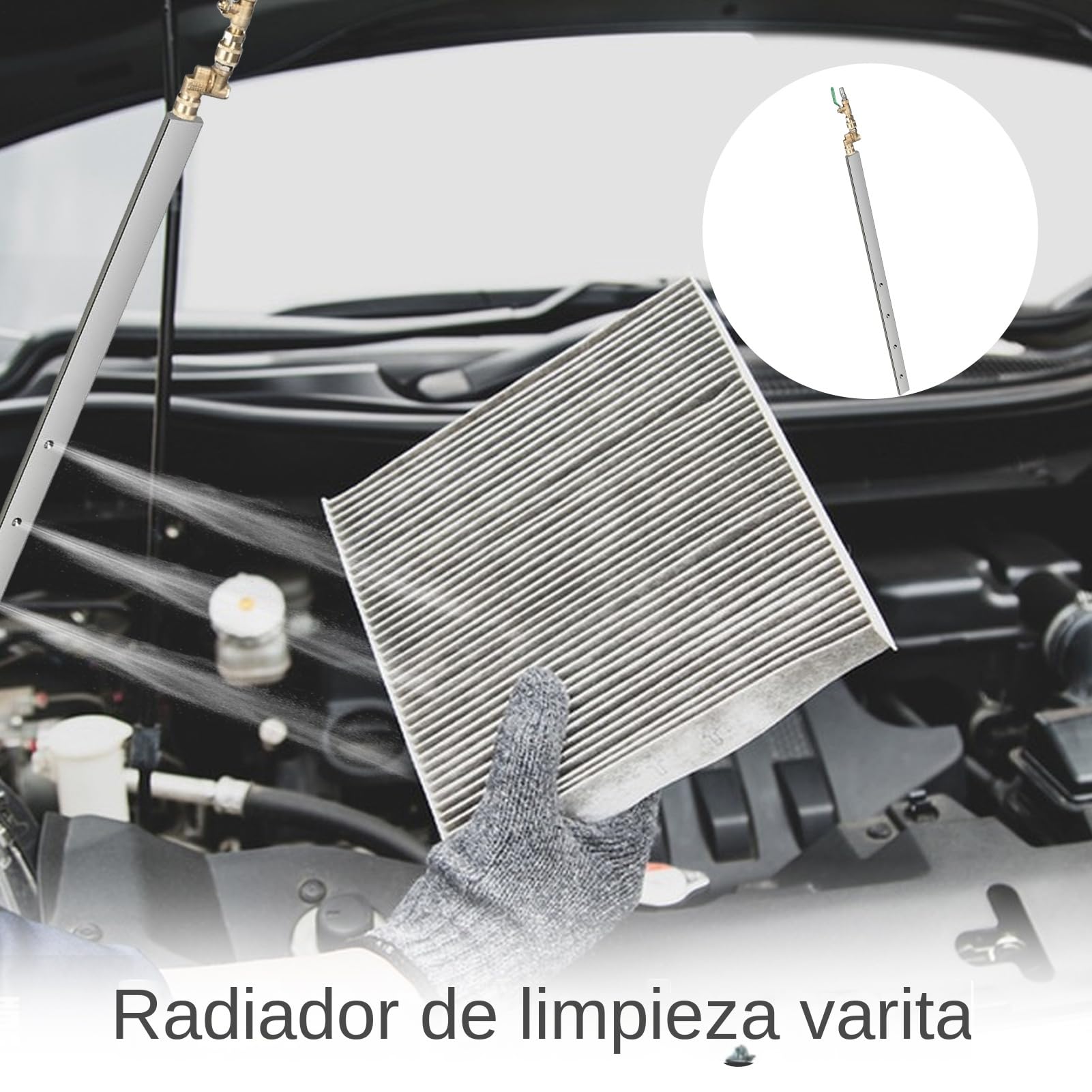 Herramientas De Limpieza para Automóvil, Varilla Limpiadora para Radiadores, Varilla De Limpieza A Presión para Sistemas De Refrigeración Vehículos Camiones Electrodomésticos Exteriores Y