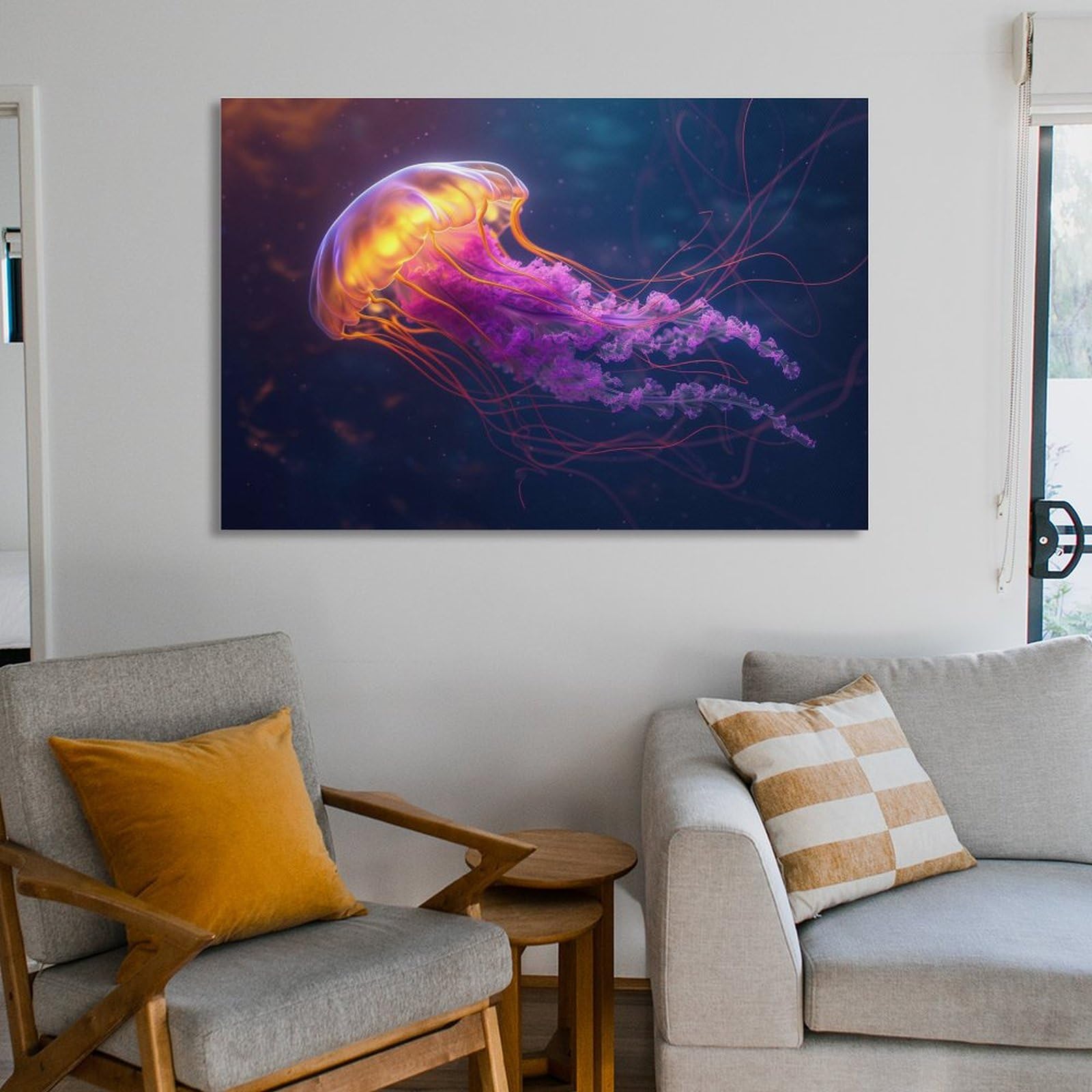 Amazon.co.jp: 絵画 光るクラゲ アートパネル ポスター 超リアルな動物
