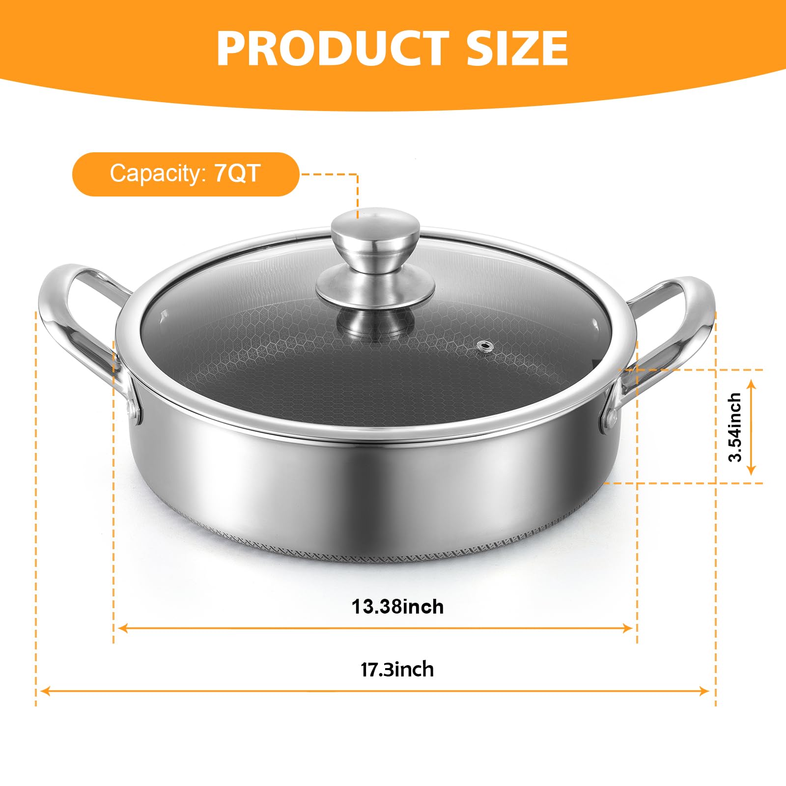 Toutrop 7qt Stainless Steel Saute Pan with Lid -2