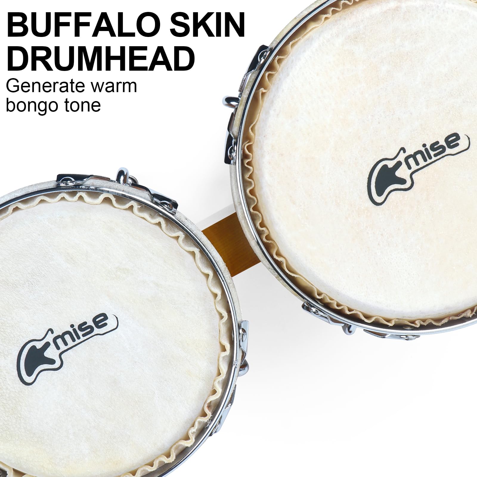 Bongo Drums 16,5 cm und 19,1 cm, Birke Percussion Instrument Bongos für Erwachsene Anfänger, Büffelhandtrommel mit Tragetasche und Stimmschlüssel für Bildung und Praxis
