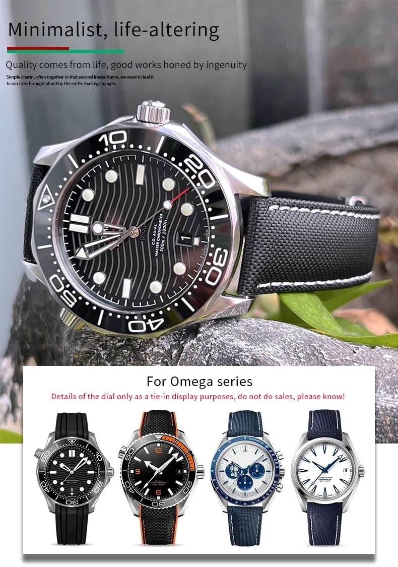 Cinturini, Cinturino for Orologio in Tessuto di Nylon ad Alta densità(Black Red Round,21mm)