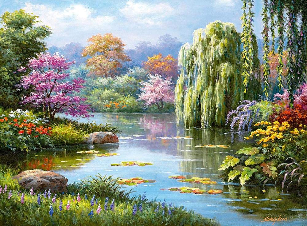 JINZUO Jigsaw Puzzle For Adults 1000 Piece Kids Age 8 Year Old Toy For Men Women Children Boy Girl Art Decoration Landscape Poster Romantic Pond View