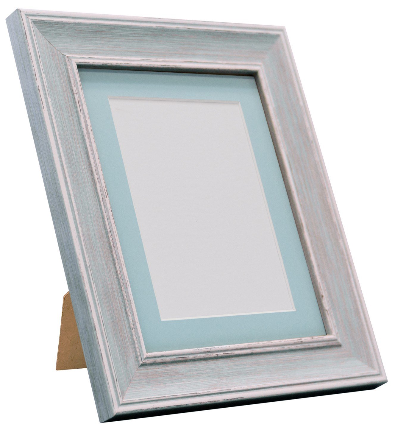 Scandi Distressed Blue Picture Photo Frame with Light Grey Mount 10 x 8 For Image size 7 x 5 Inch โ image 1