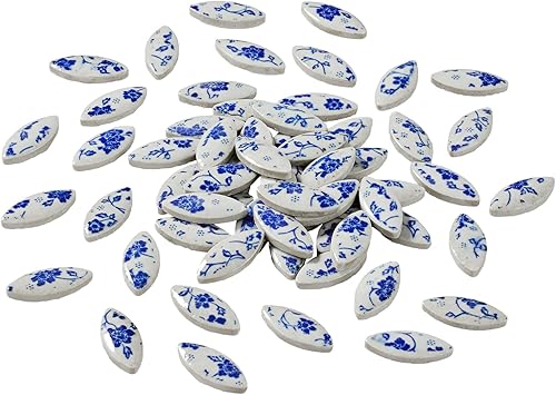 Mosaico de cerámica de pétalos para manualidades, piezas de mosaico de cerámica de porcelana azul y blanca, mosaico a granel, ideas de regalo de