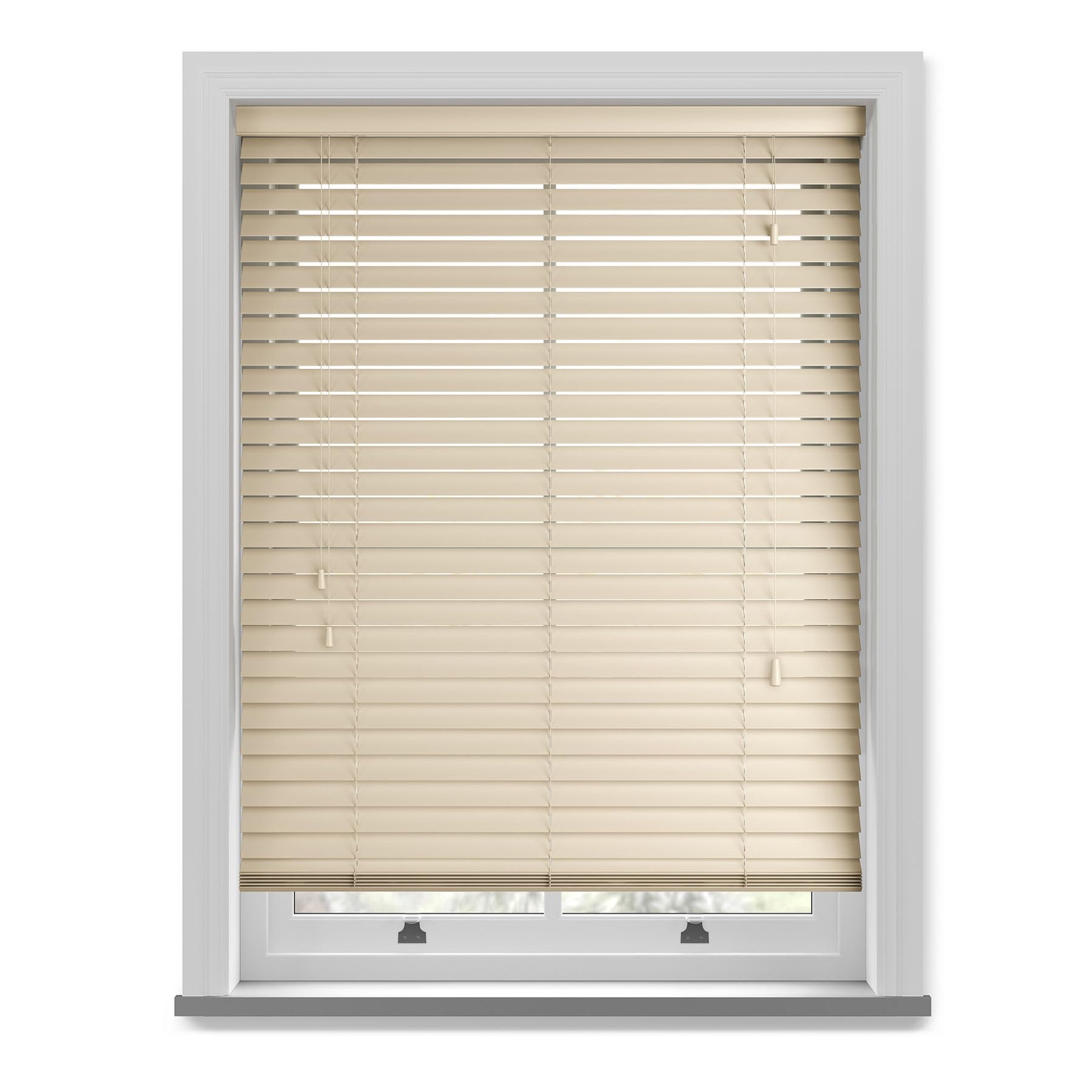 Custom Venetian Blinds with Strings - 50mm Slats - Smooth Faux Wood - Made To Measure (Creme, 35cm - 60cm (Width) x Up To 180cm (Drop))