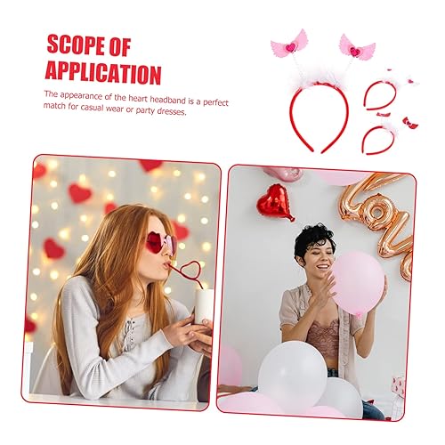 Miniatura 4 de NOLITOY 15 Pcs Heart Headband Valentines Day Headpiece Valentines Hair Hoop Heart Wings Headband Heart Headpiece Valentines Day Hair Accessories