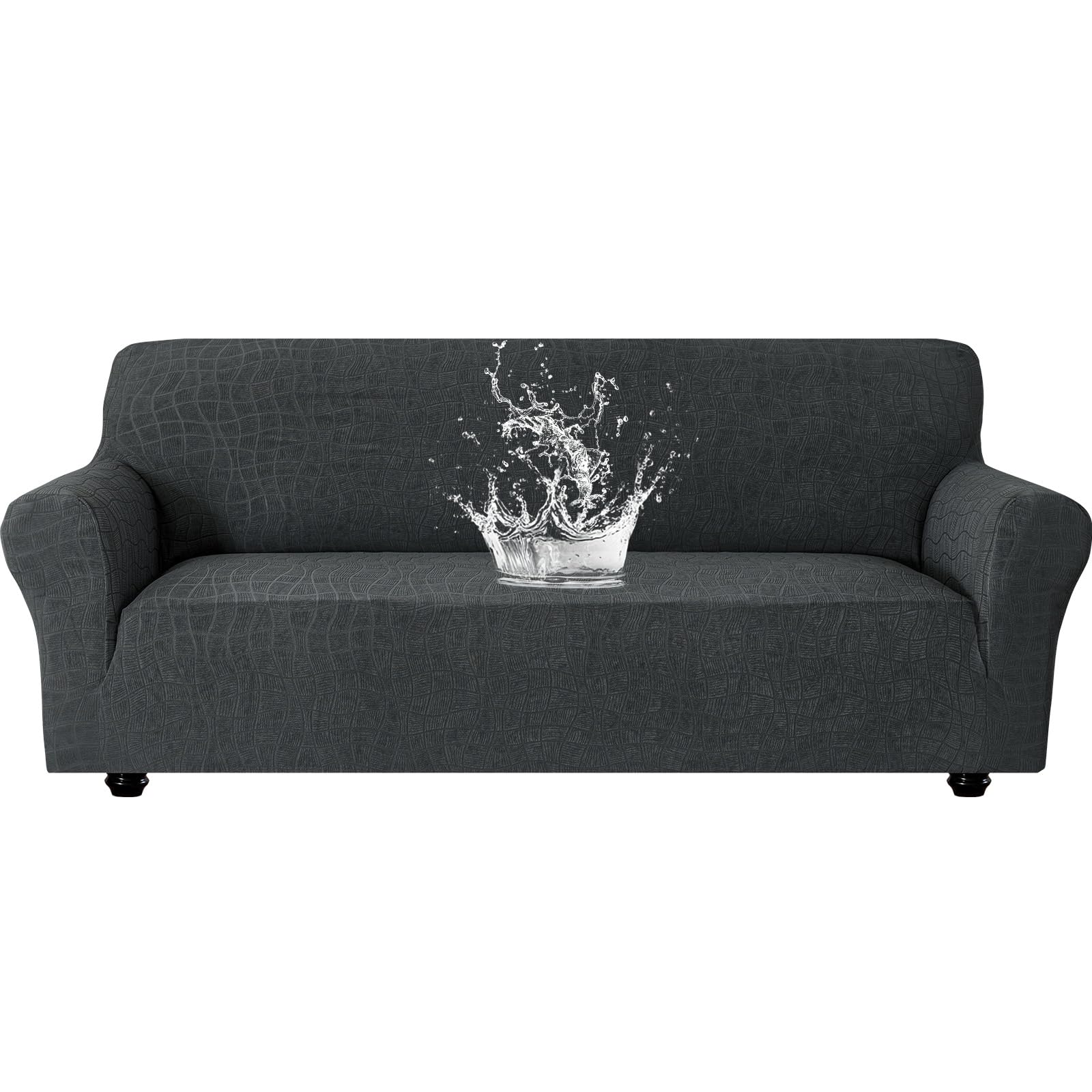 Ystyle Funda Sofa Impermeable 3 Plazas, Ajustables Fundas Sofa Elasticas, Universales Cubre Sofas Antiarañazos Gatos, Couch Cover Antideslizante Antimanchas, con Reposabrazos, Gris Oscuro Global Recycled Standard Global Recycled Standard Global Recycled Standard