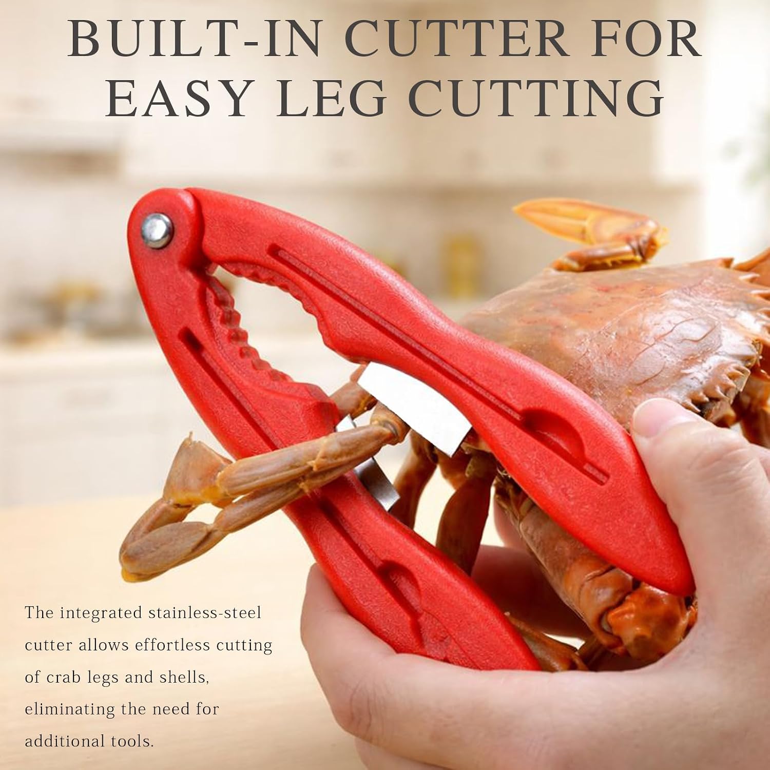 2-Piece Multifunctional Crab & Lobster Cracker Tool Set, Portable Seafood Crackers with Picks, Black and Red