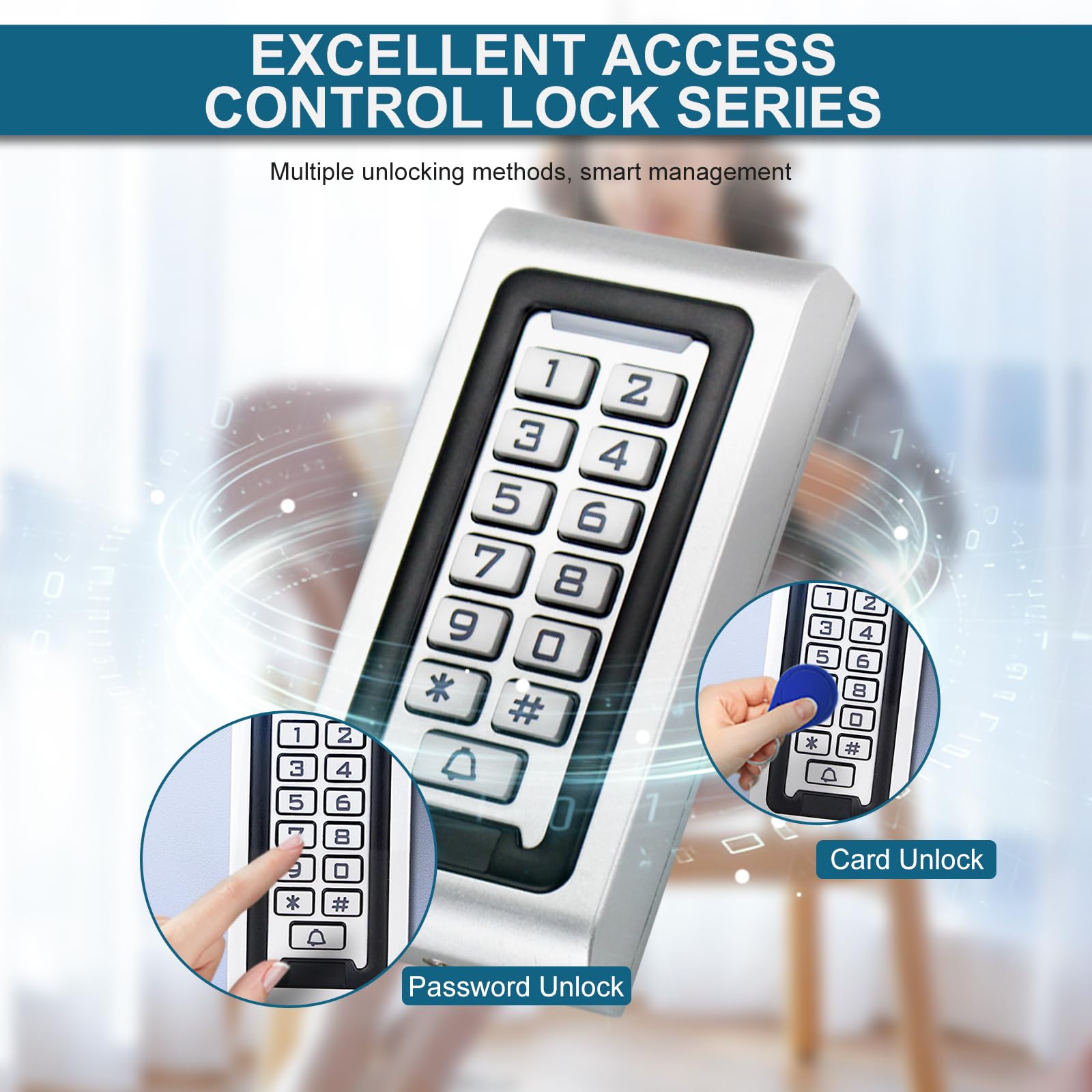 Système de contrôle d'accès avec clavier, 125 kHz, 2000 utilisateurs, étanchéité IP68 (T-S601+XXS+K80+E6+10ID)
