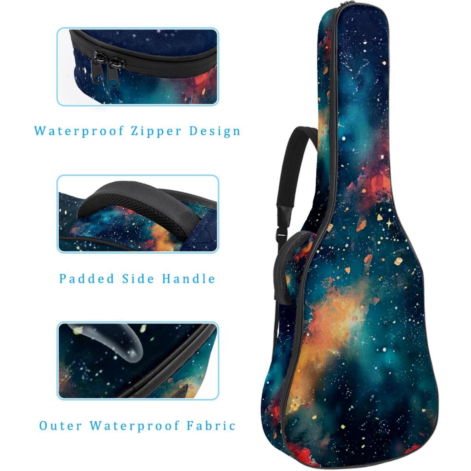 Gitarrentasche in voller Größe, 101,6 cm, 104,4 cm, 106,7 cm, Tragetasche für E-Bass, klassische Gitarre, bunte Rosen und Blumen, Leopardenmuster, Mehrfarbig 09, 42.9x16.9x4.7 in, Lässiger