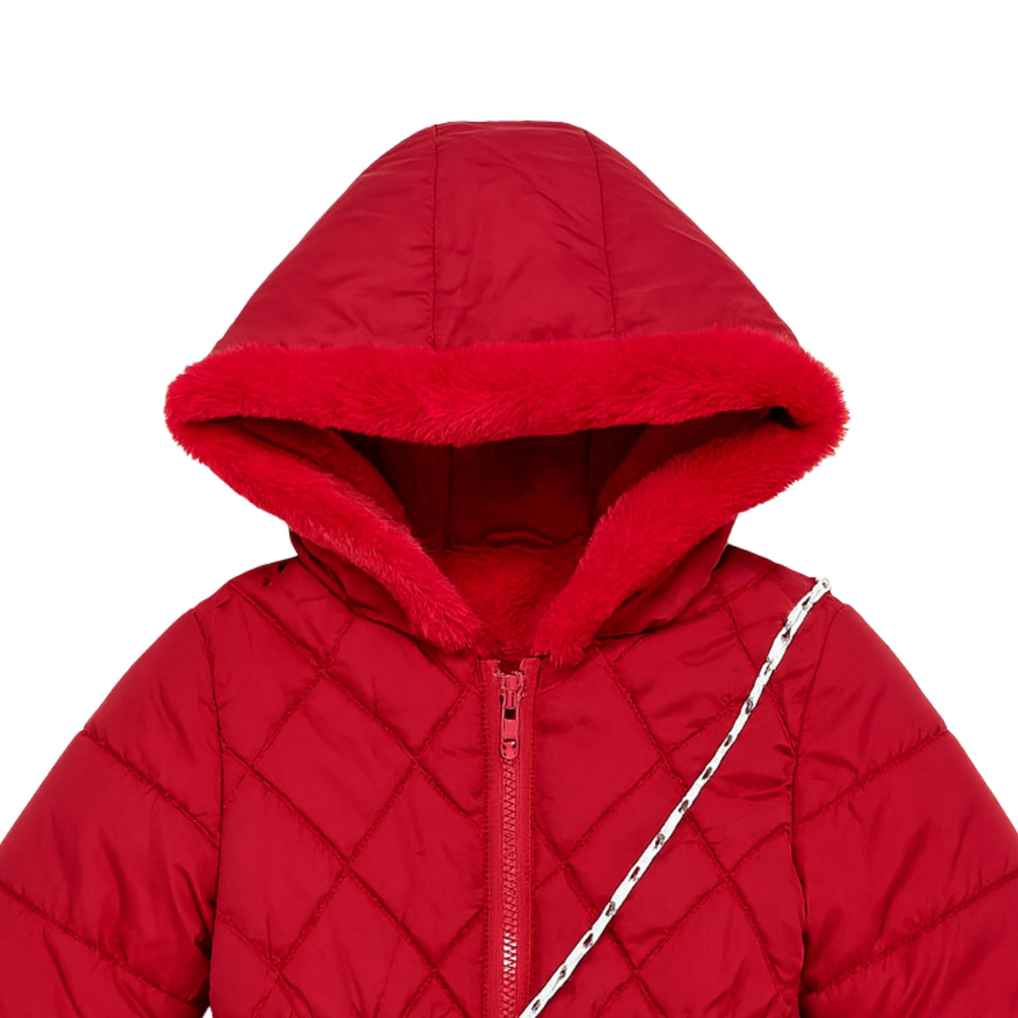 LITTLE GINNIE Winter Quilted Jacket for Baby Girls - Red | Hooded Puffer Jacket with Fleece Lining | Warm & Stylish Winter Wear | Regular Fit Polyester Jacket for Kids 1-2 Year 2