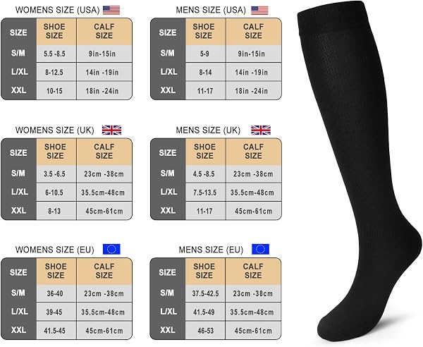 Pnosnesy Compression Socks, (2/4/6/7 Pairs) for Men & Women 15-20 mmHg is Best for Athletics, Running, Flight Travel, Support - 4