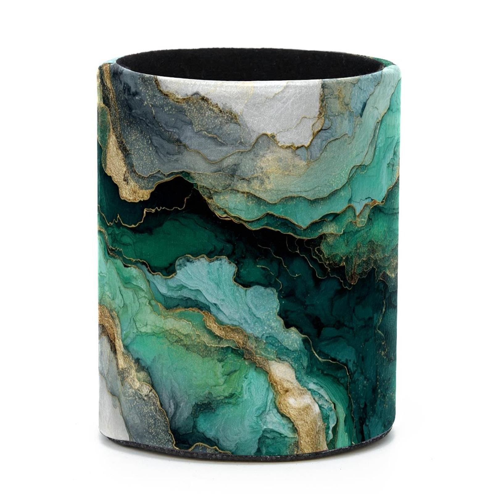 VAPOKF Round Pencil Holders for Desk, Marble Texture Pen Holders Pen Pot Makeup Brushes Storage Desktop Stationery Supplies Organiser for Home Office