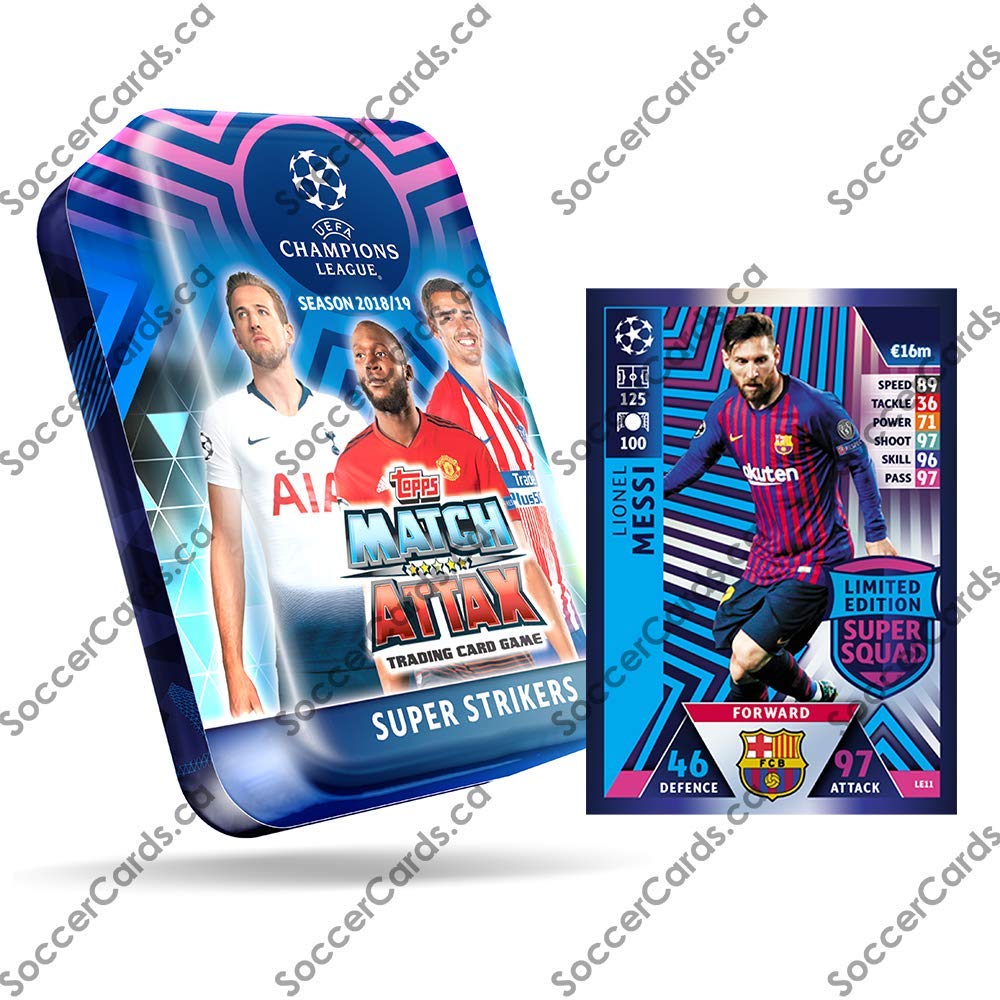 League 2018-19 Topps Match Attax Cards - Super Strikers Mega Tin (60 Cards, 15 Exclusive Cards + LE Card (Random Player)