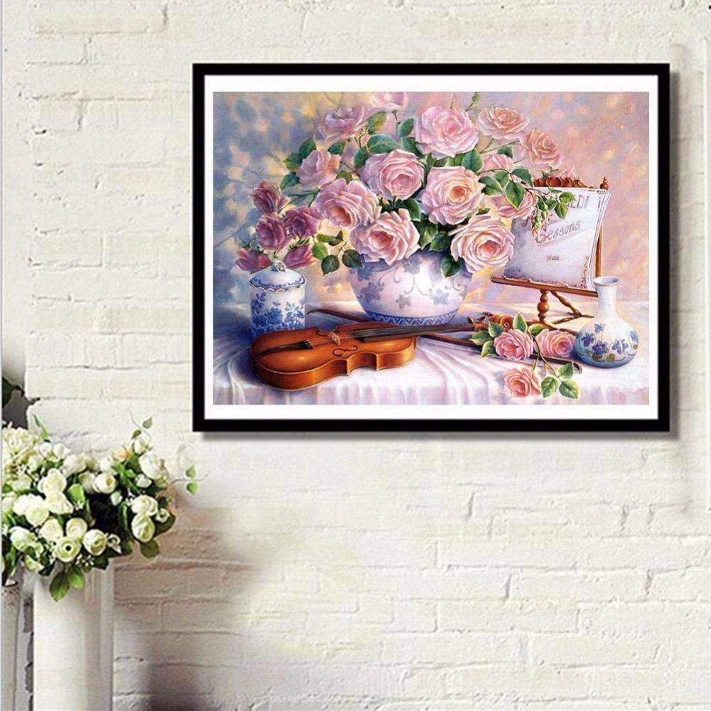 Diamond Painting Accessoires Kits,DIY Fleur Rose Broderie Diamant Kit Complet Peinture Diamant Puzzle Stitch Artisanat Adultes Adultes Cristal Kit Point De Croix,pour Murale Décoration 40x60cm HO-2971