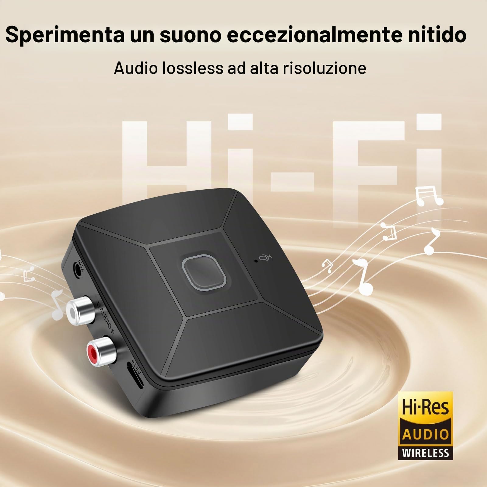 Ricevitore Bluetooth 6.0 Hi-Res Con SBC E AAC – Adattatore AUX/RCA Per Stereo E Amplificatori – USB-C, Doppio Dispositivo - 2